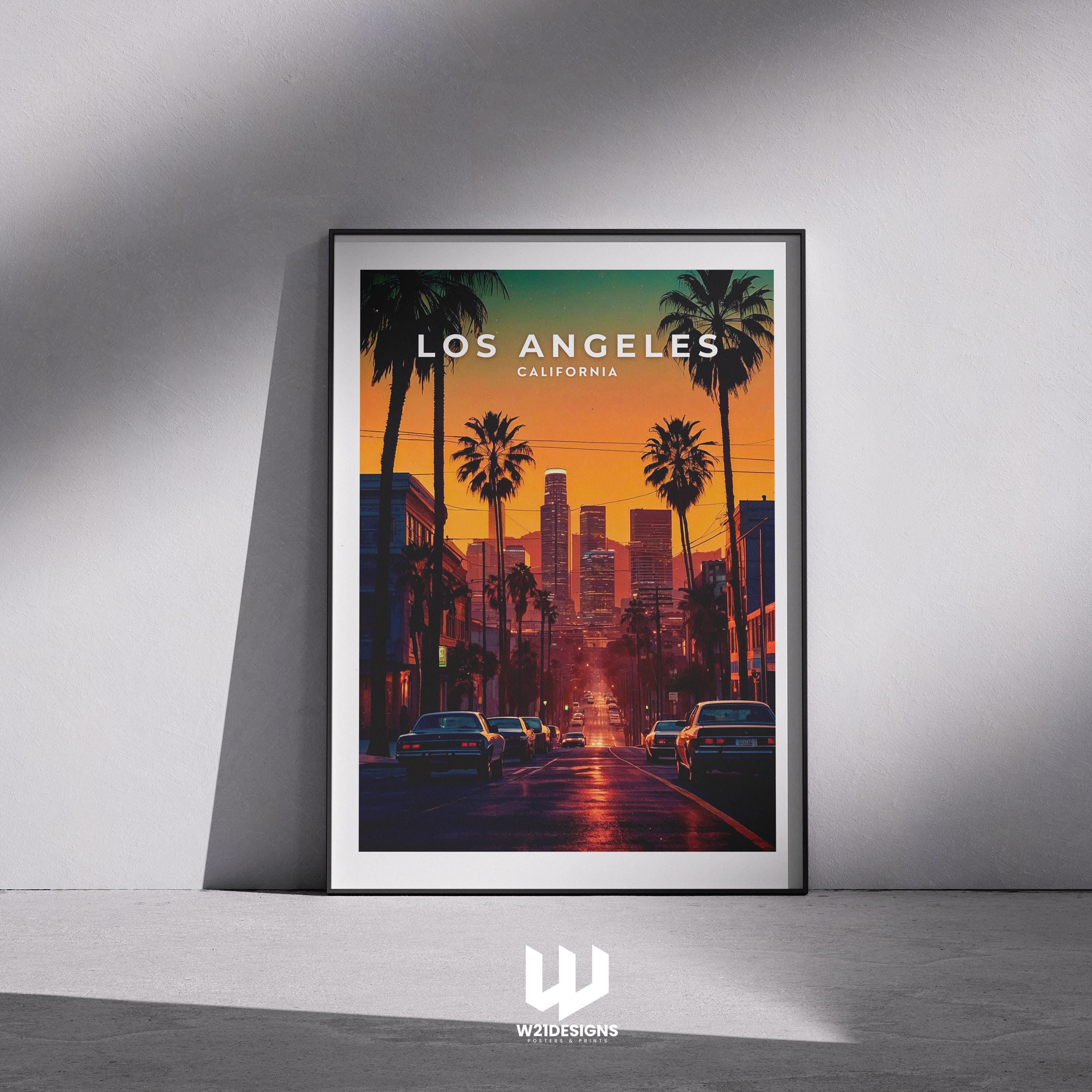 Los Angeles Travel Poster: Vintage LA Skyline Art Print