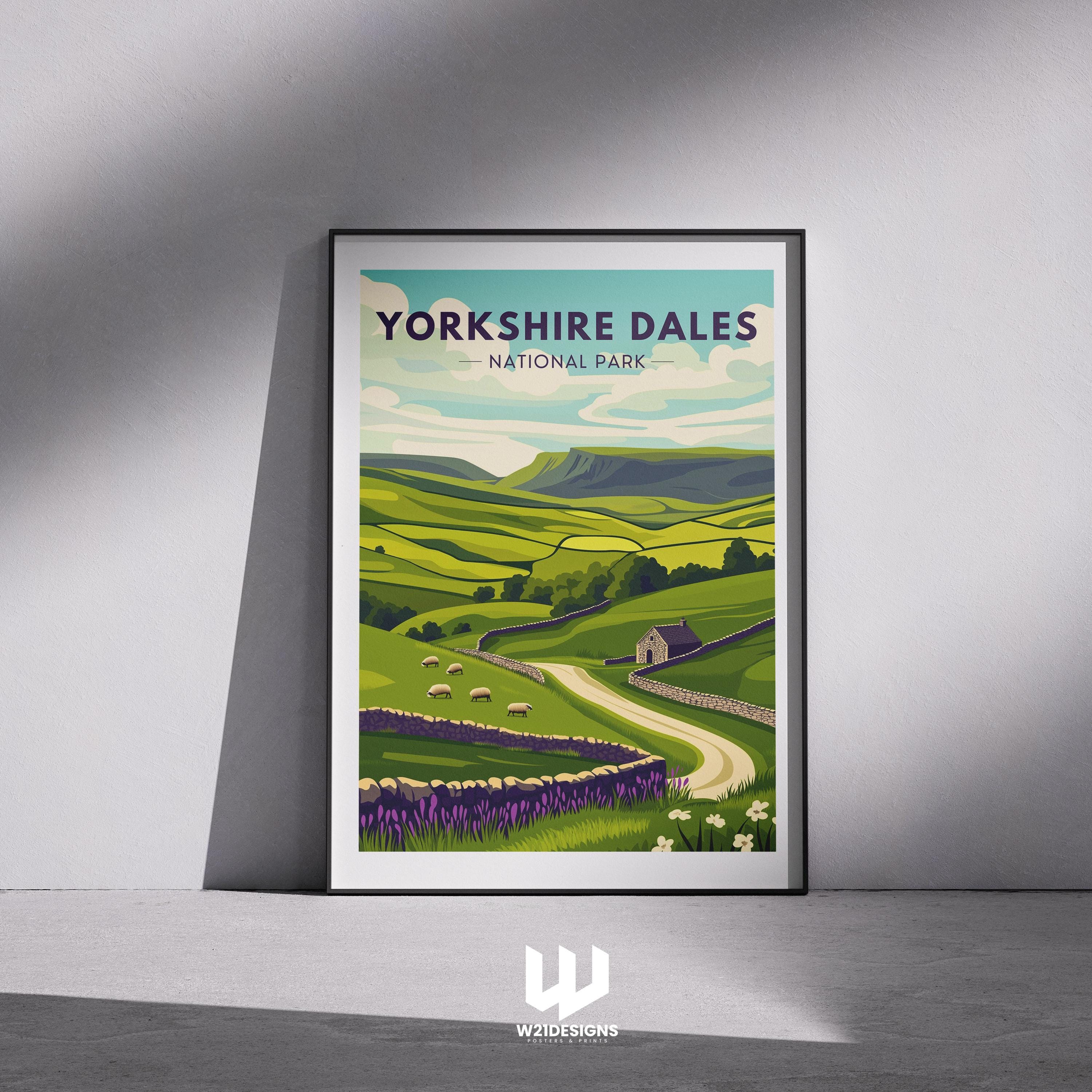 Yorkshire Dales National Park Landscape Poster: UK Countryside Wall Art Print for Nature Lovers