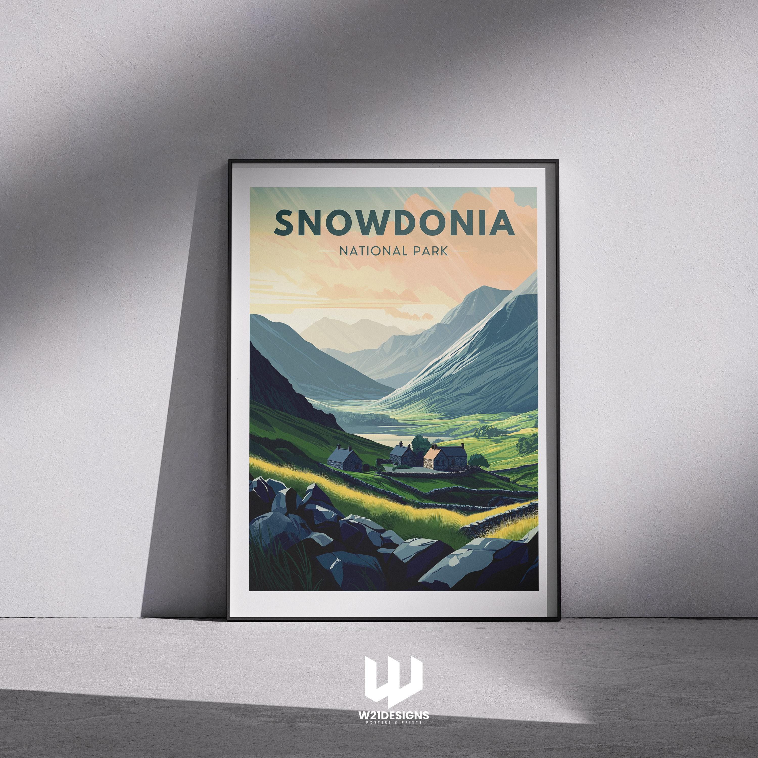 Snowdonia National Park Print: Vintage Wales Travel Poster