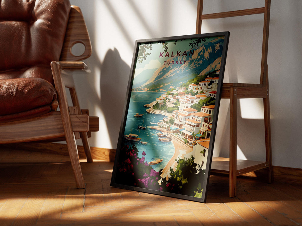 Kalkan Turkey Travel Poster: Vintage Turkish Riviera Art