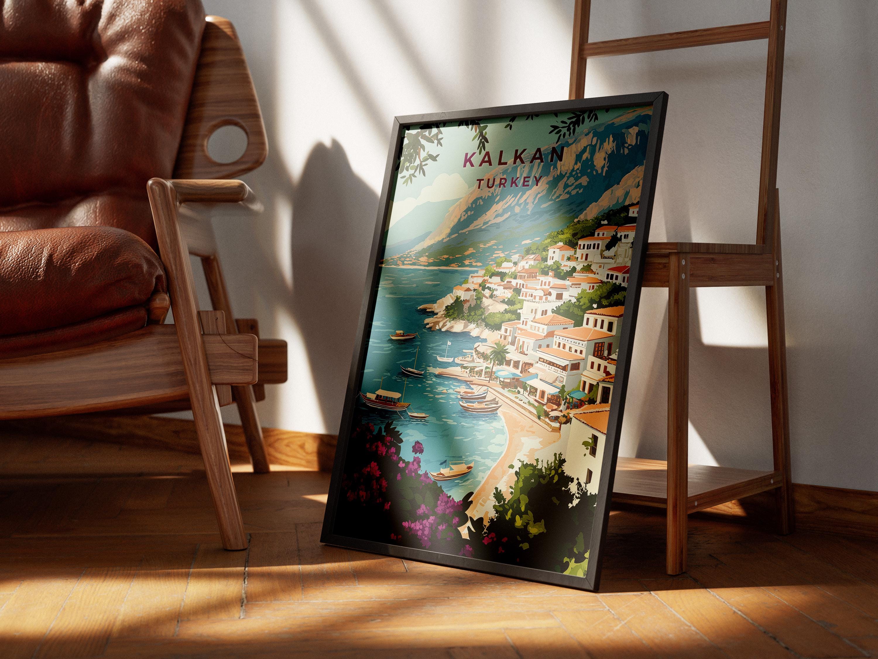 Kalkan Turkey Travel Poster: Vintage Turkish Riviera Art