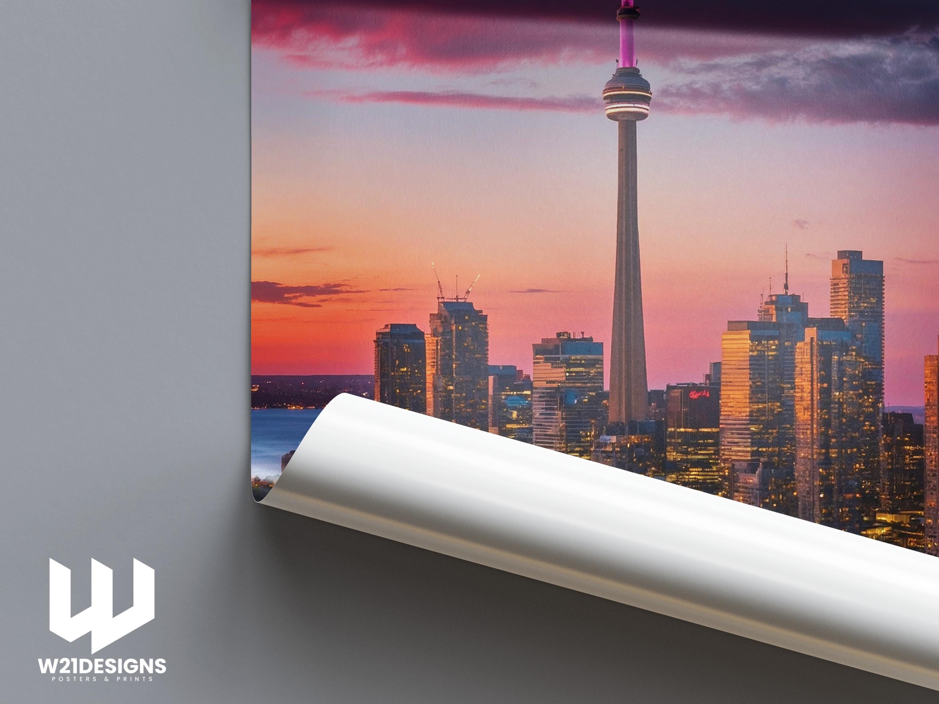 Toronto Skyline Print: Canada Travel Poster, Urban Home Decor