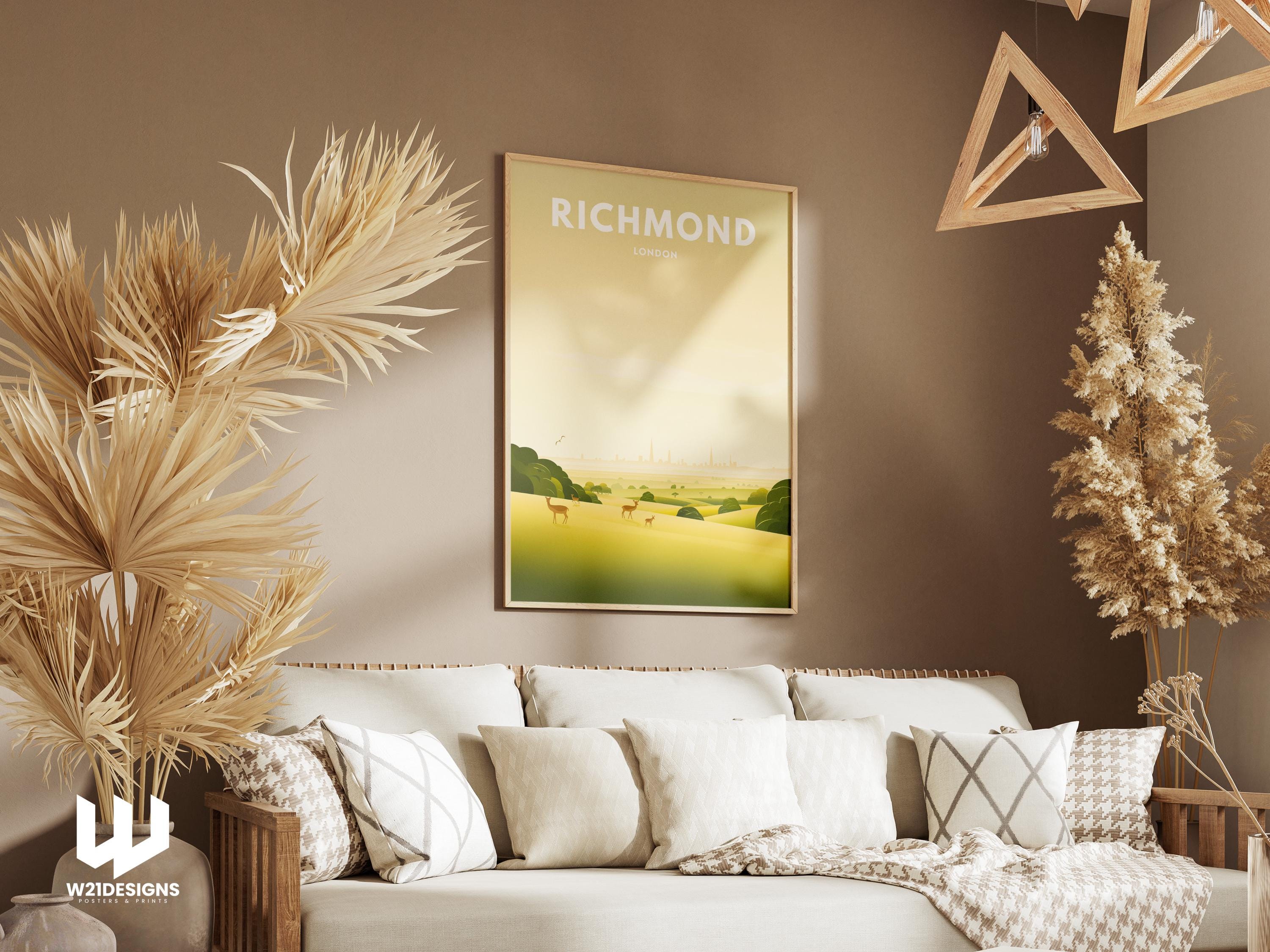 Richmond London Travel Poster | Richmond Park Wall Art | Minimal Skyline Landscape Print