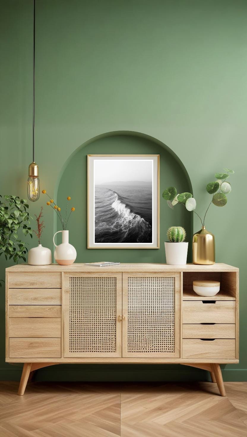 Black and White Ocean Wave Print: Minimalist Coastal Photography
