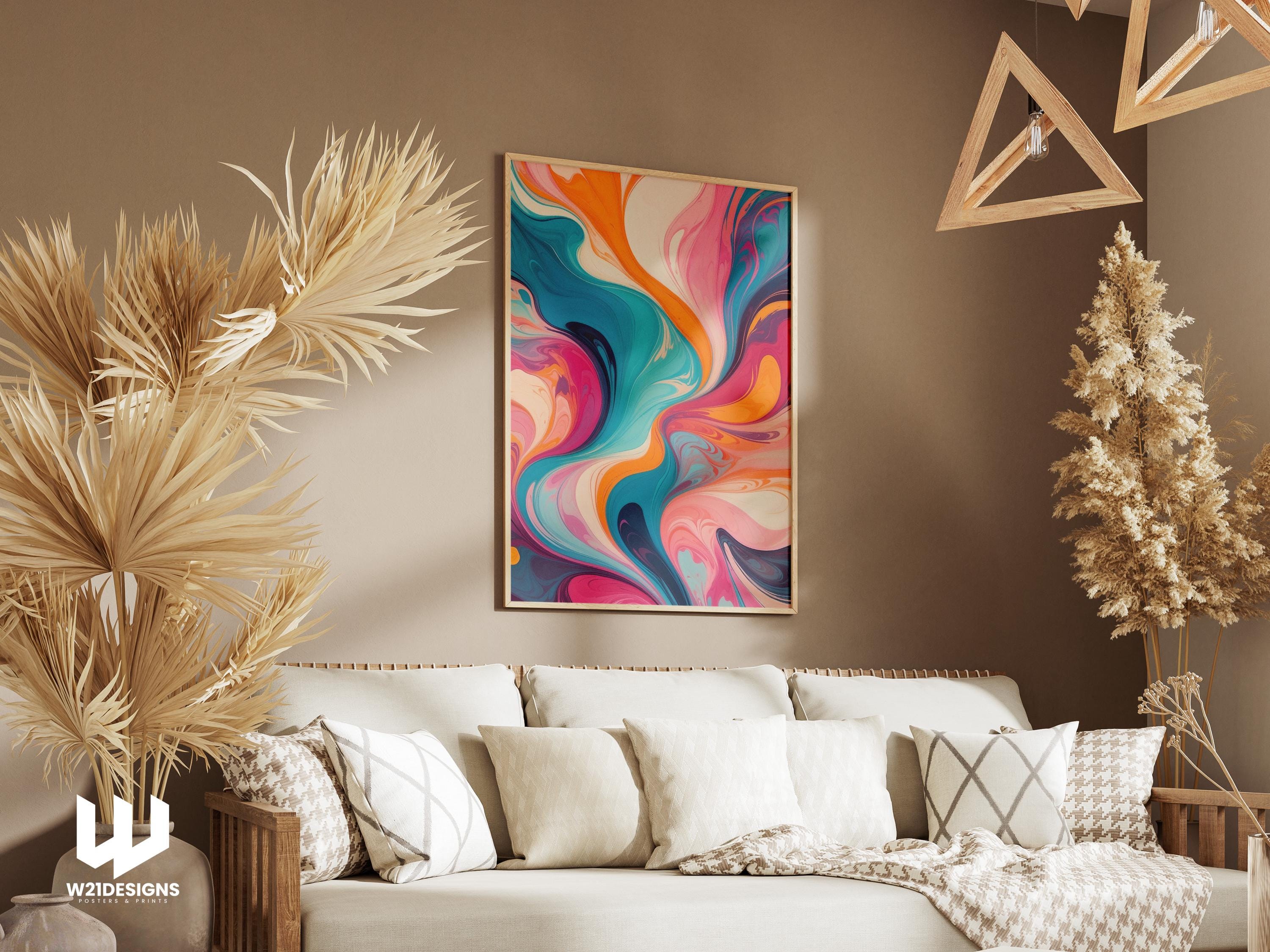 Abstract Fluid Art Print: Vibrant Swirls, Modern Home Decor