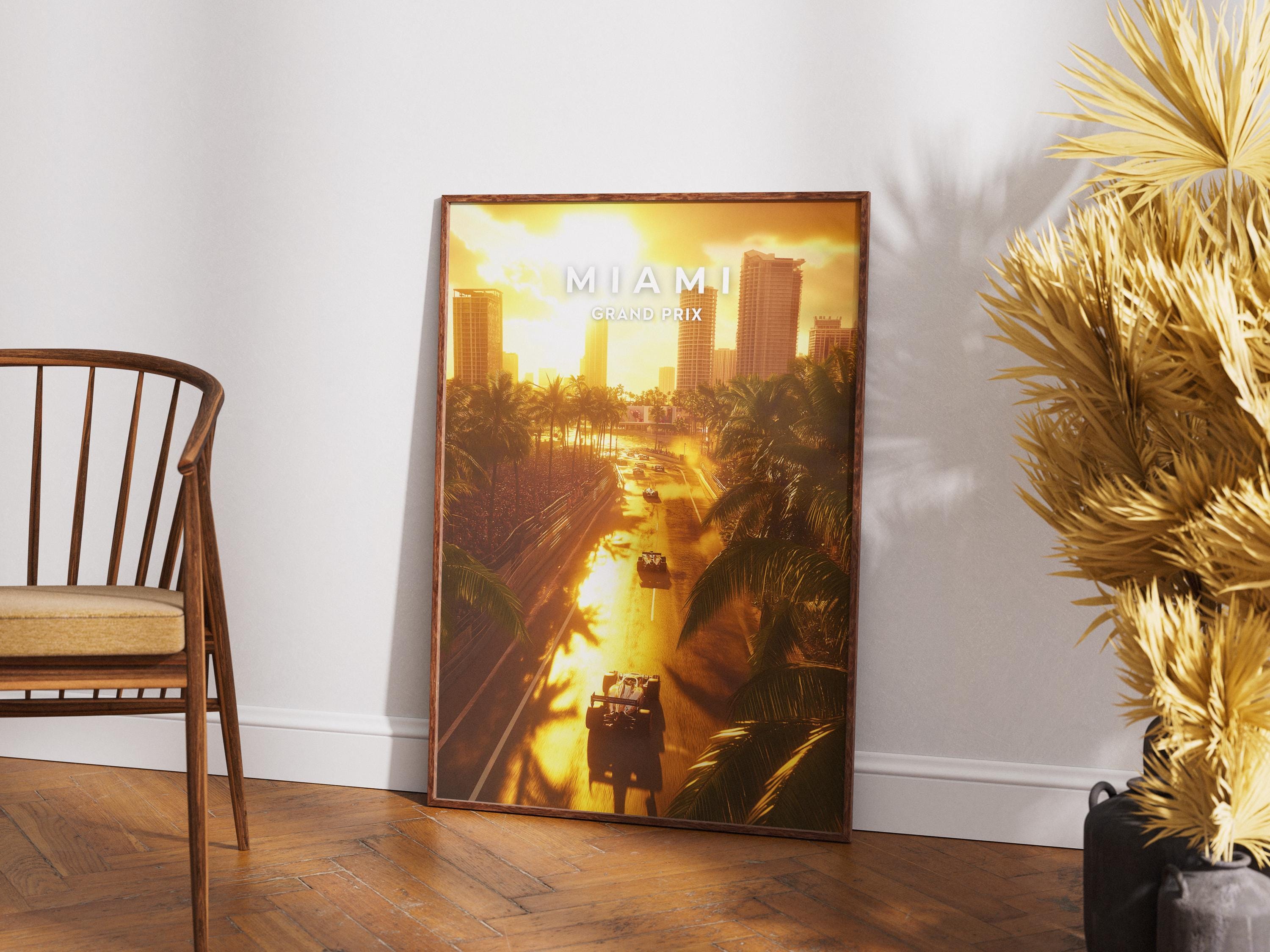 Miami Grand Prix Poster: F1 Racing Sunset Art Print