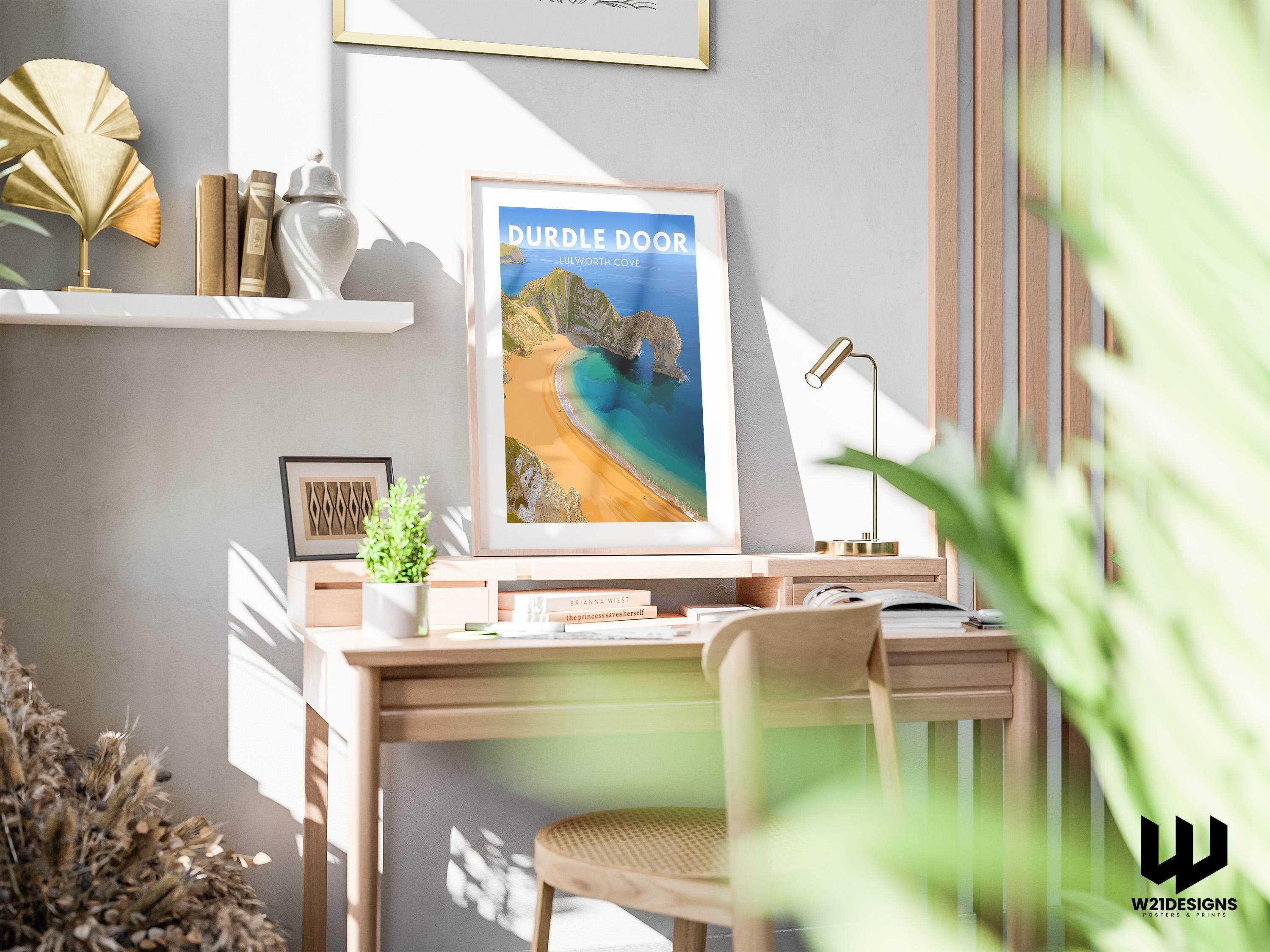 Durdle Door Vintage Travel Poster: Jurassic Coast Art Print