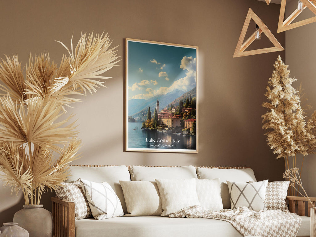 Lake Como Italy Poster: Vintage Travel Print, Italian Landscape Art