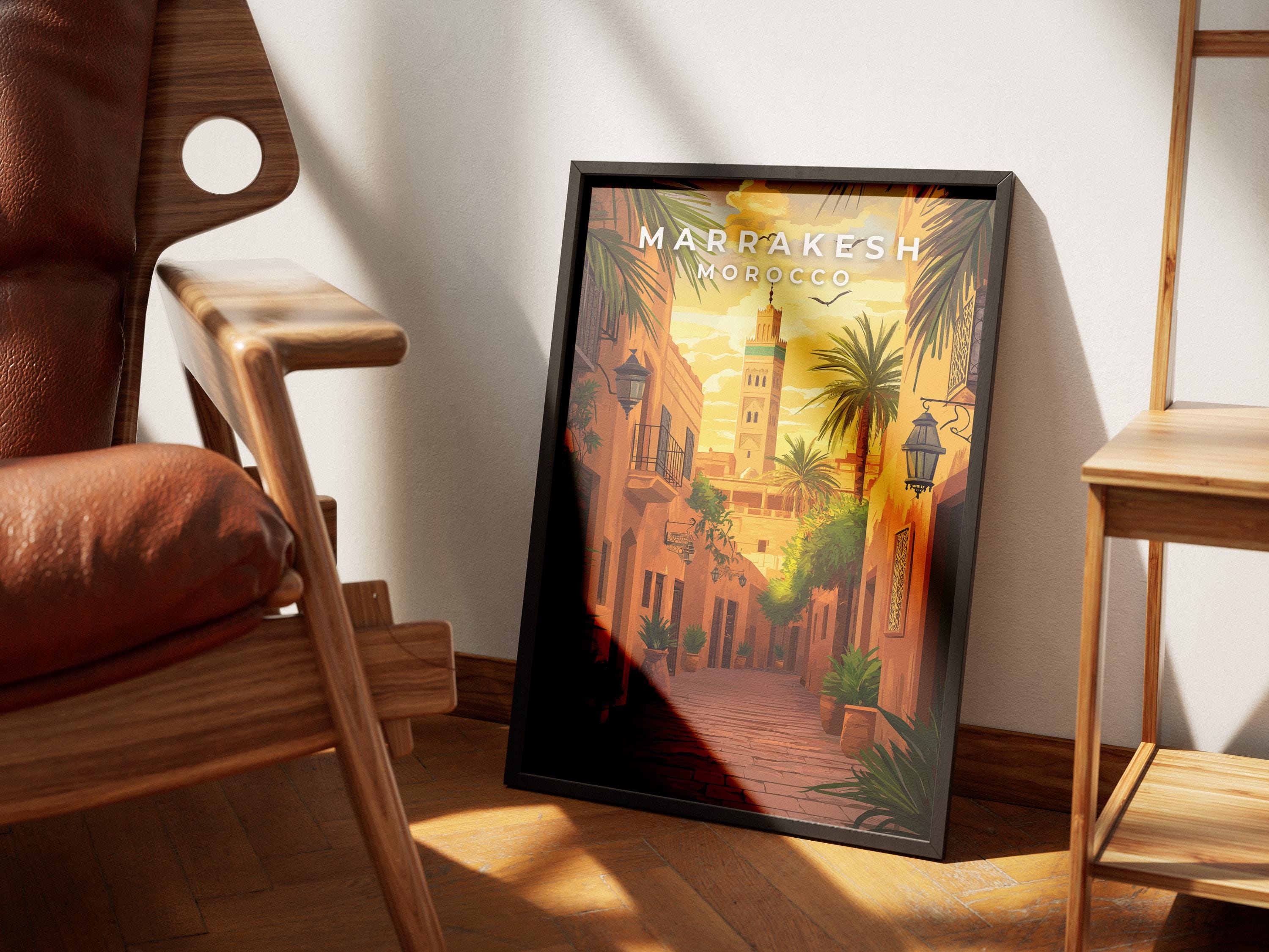 Marrakesh Travel Poster: Vintage Morocco Wall Art