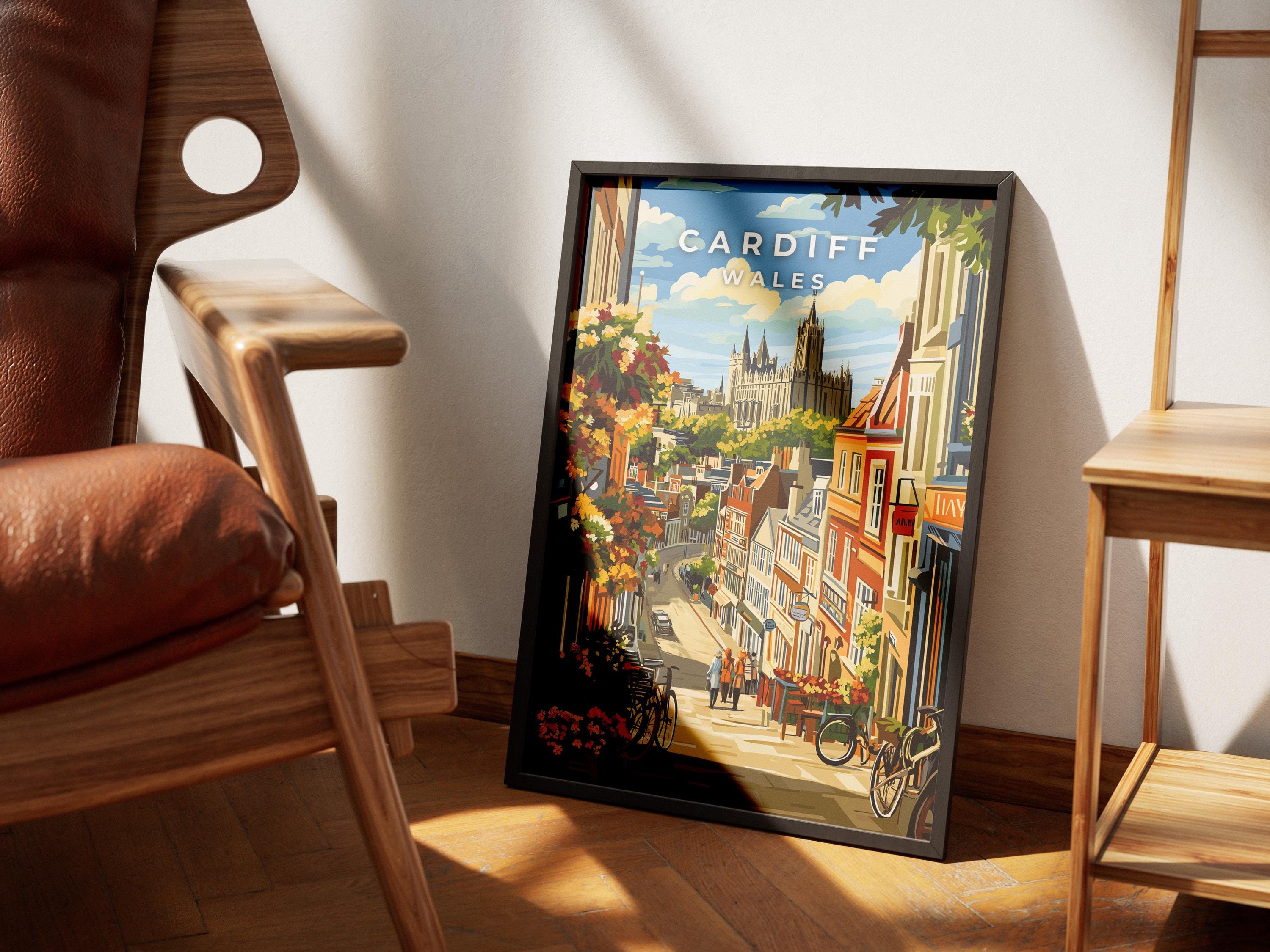 Cardiff Wales Travel Poster: Vintage-Style Wall Art
