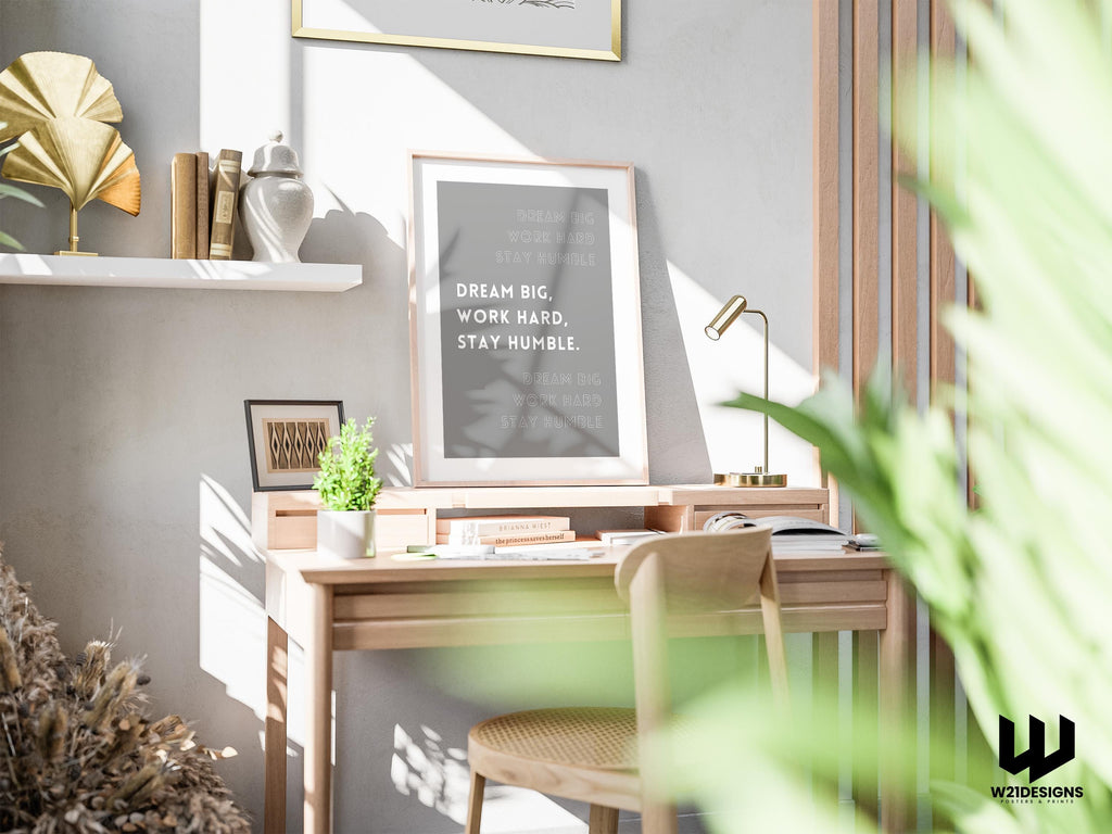 Dream Big Typography Print: Minimalist Office Wall Art