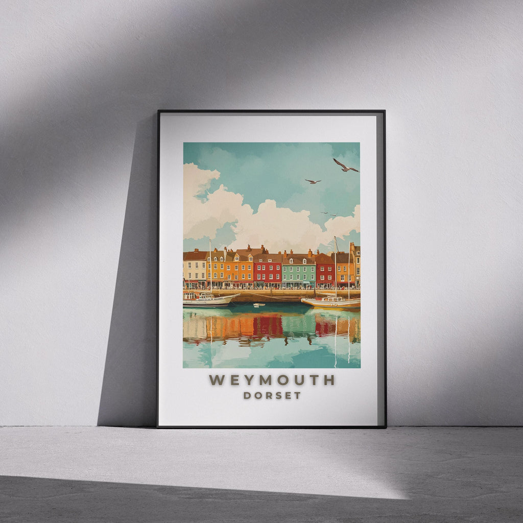 Weymouth Harbour Print: Vintage England Travel Poster