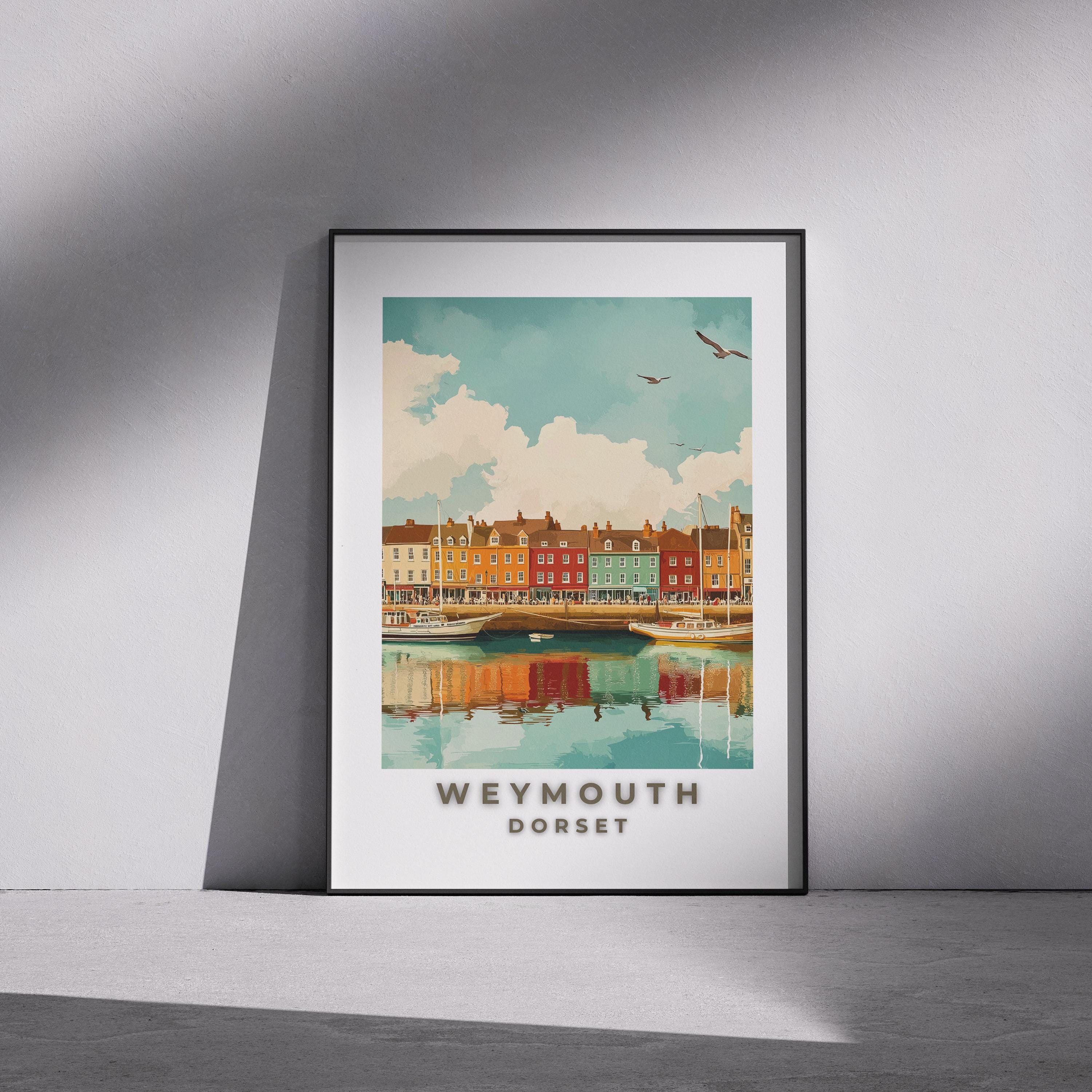 Weymouth Harbour Print: Vintage England Travel Poster