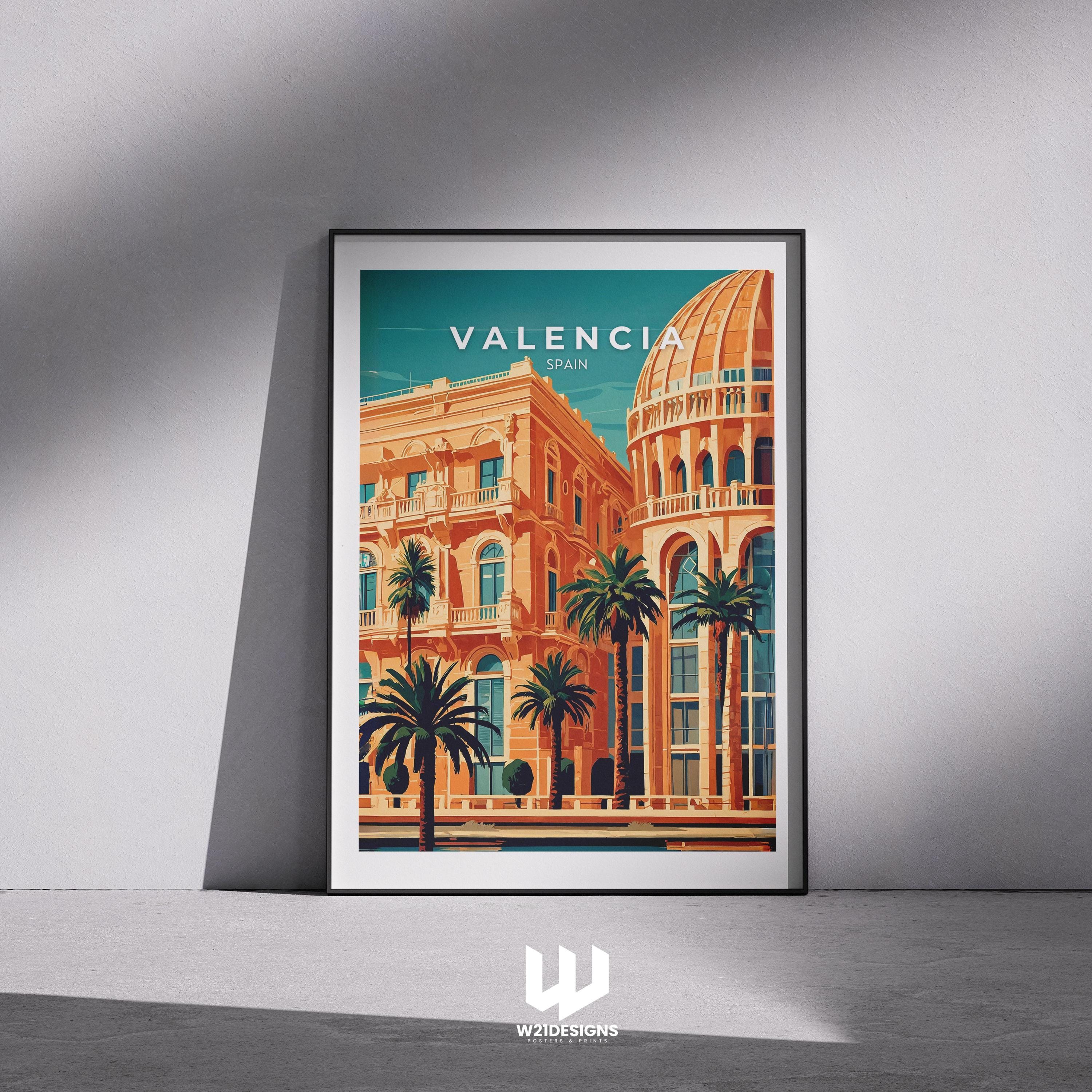 Valencia Spain Travel Poster: Mediterranean Cityscape Art Print