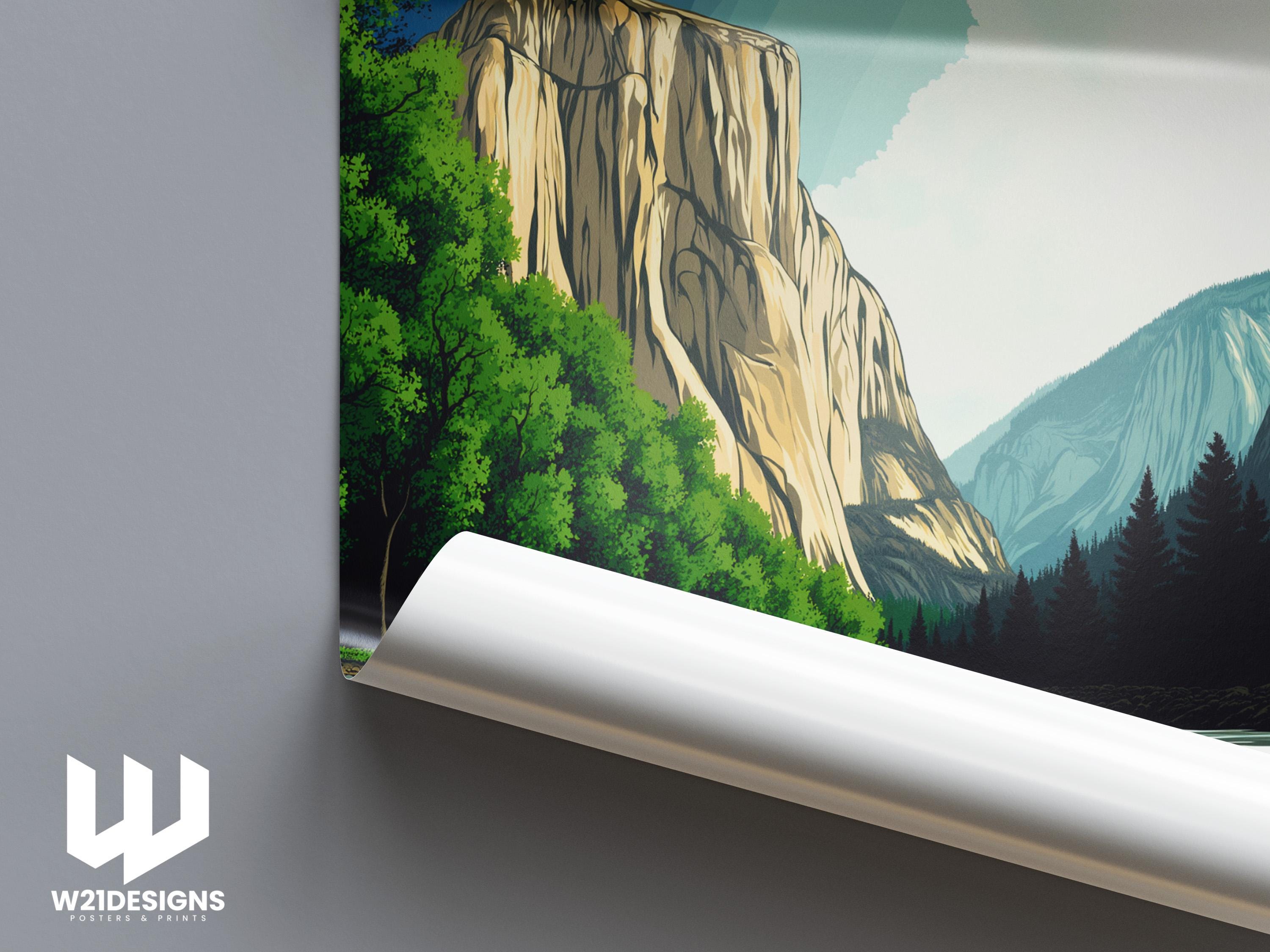 Vintage Yosemite National Park Poster: Scenic Mountain Landscape Art