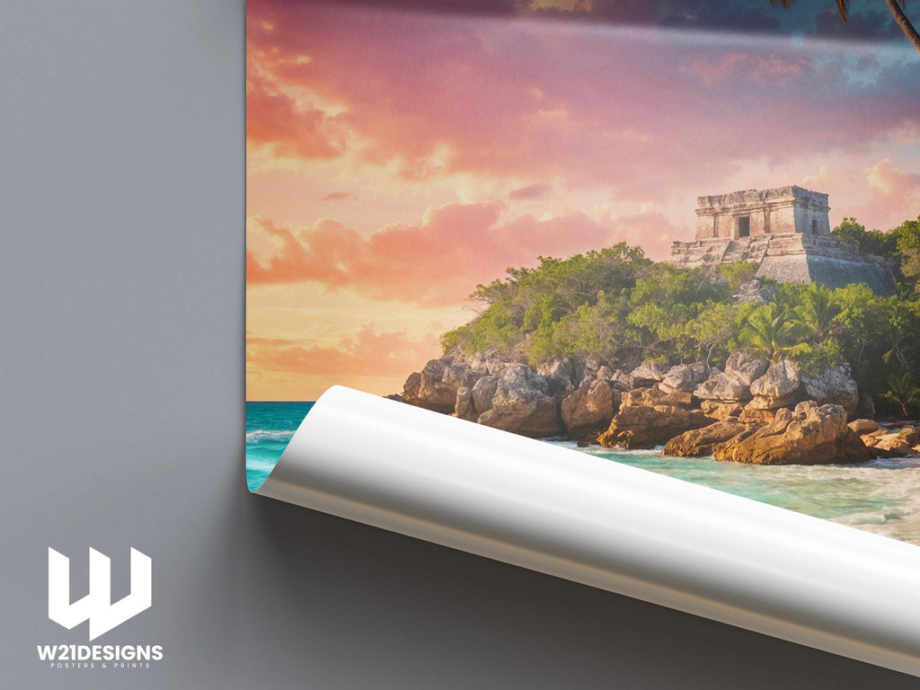 Tulum Mayan Ruins Print: Mexico Travel Poster, Beach Paradise