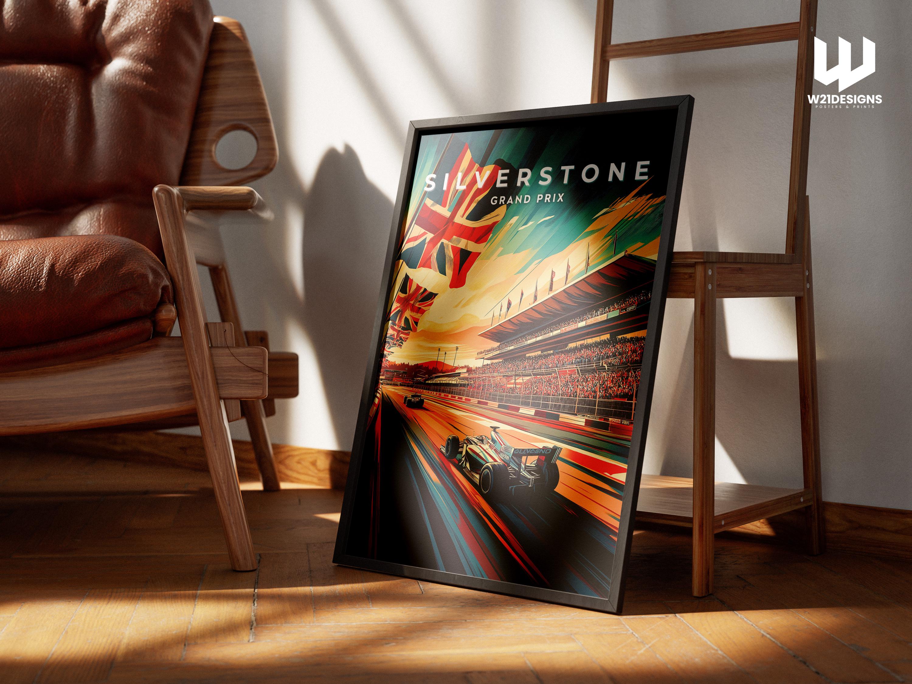 Silverstone Grand Prix Poster: Vintage British F1 Racing Art Print