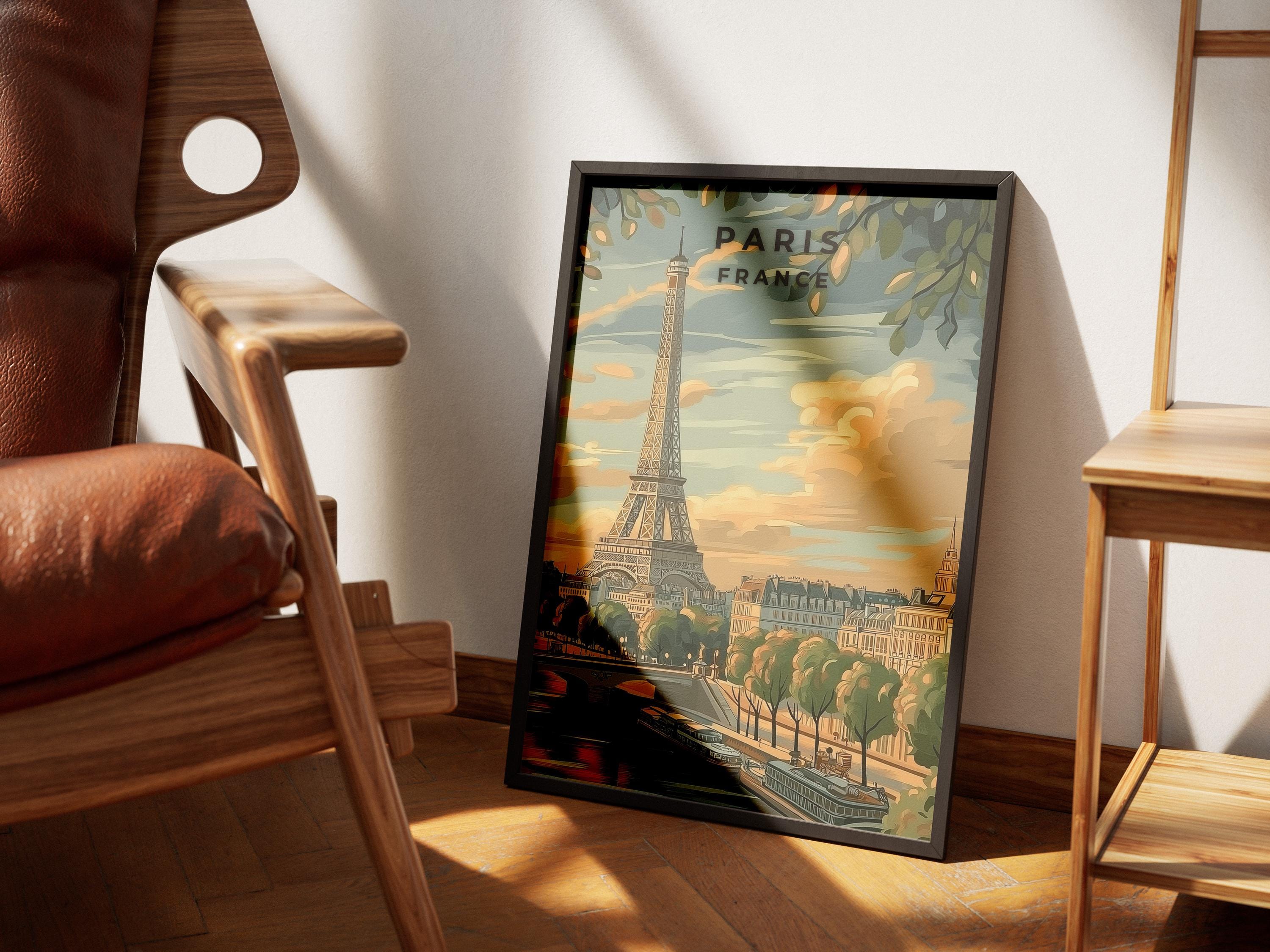 Eiffel Tower Paris Print: Vintage France Travel Poster