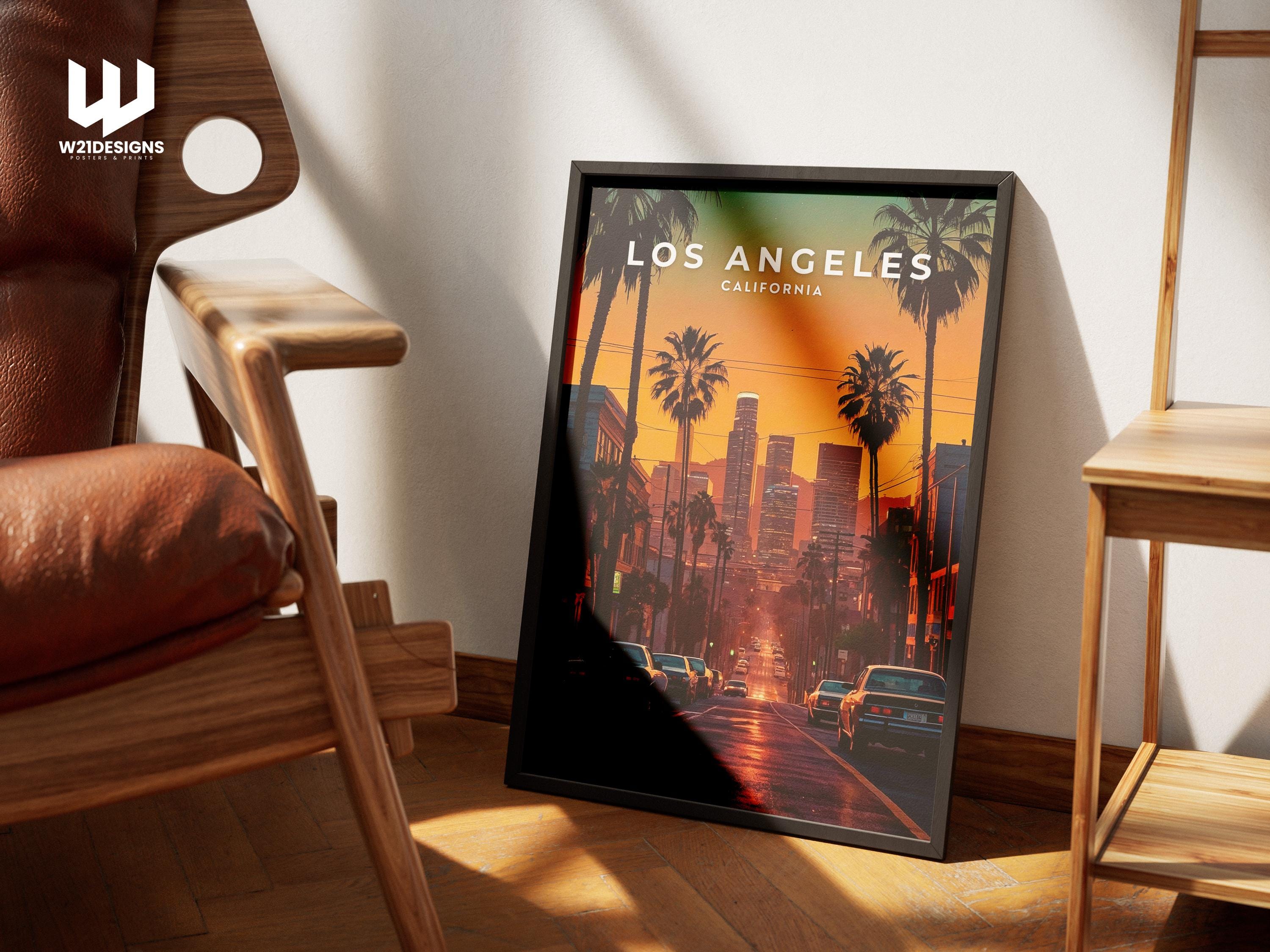Los Angeles Travel Poster: Vintage LA Skyline Art Print