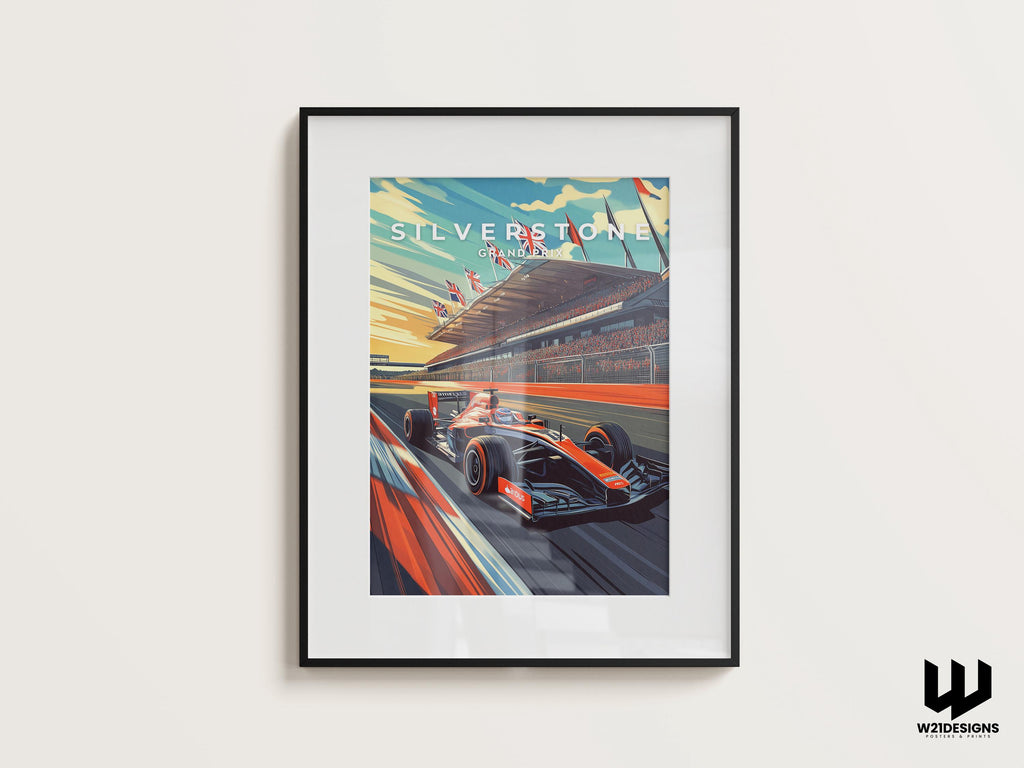 Silverstone Grand Prix Poster: Vintage British F1 Racing Art Print