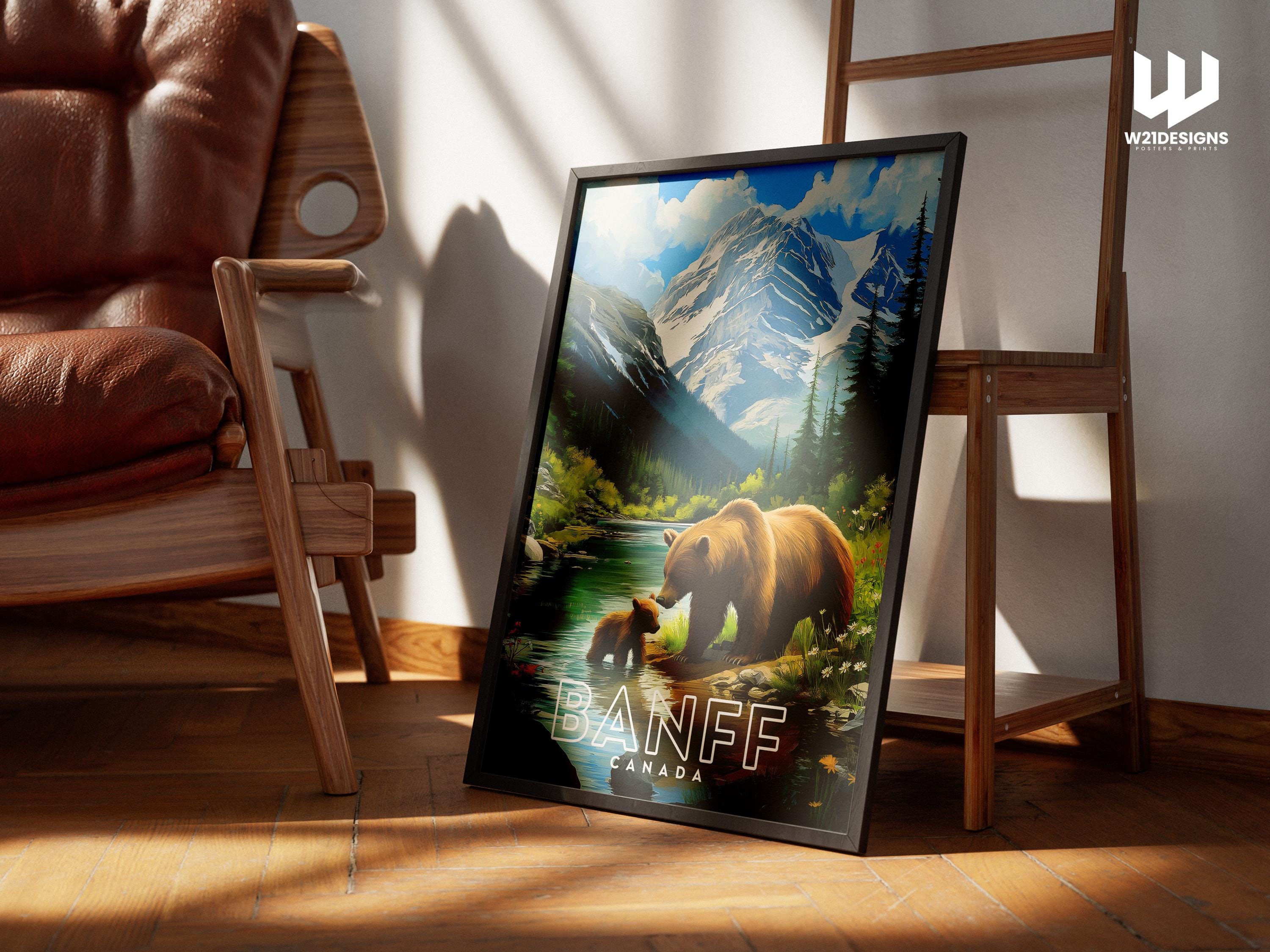 Banff Travel Poster: Illustrated Canada Mountain Landscape Art Print
