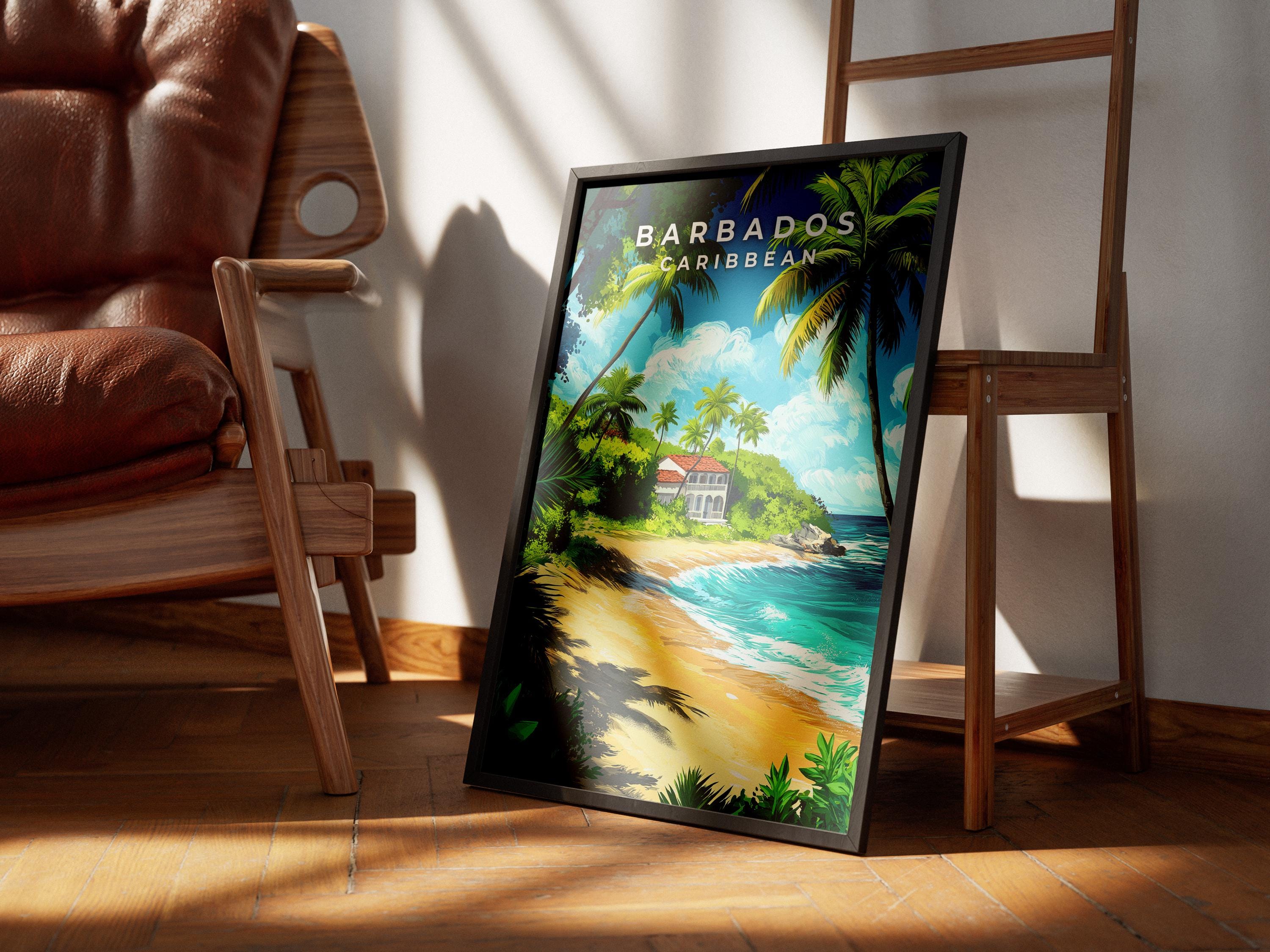 Barbados Travel Poster: Vintage Caribbean Beach Print
