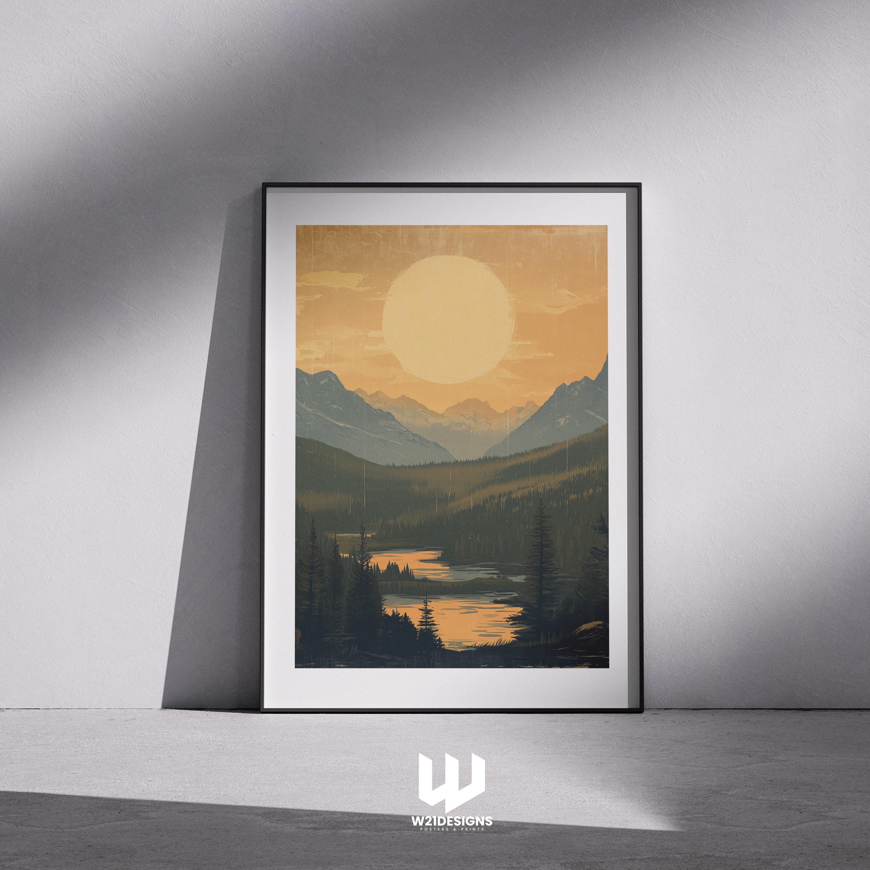 Vintage National Park Poster: Retro Mountain Landscape Art Print