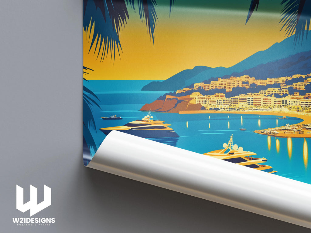 Ibiza Sunset Travel Print: Mediterranean Yacht Scene, Spain Wall Art
