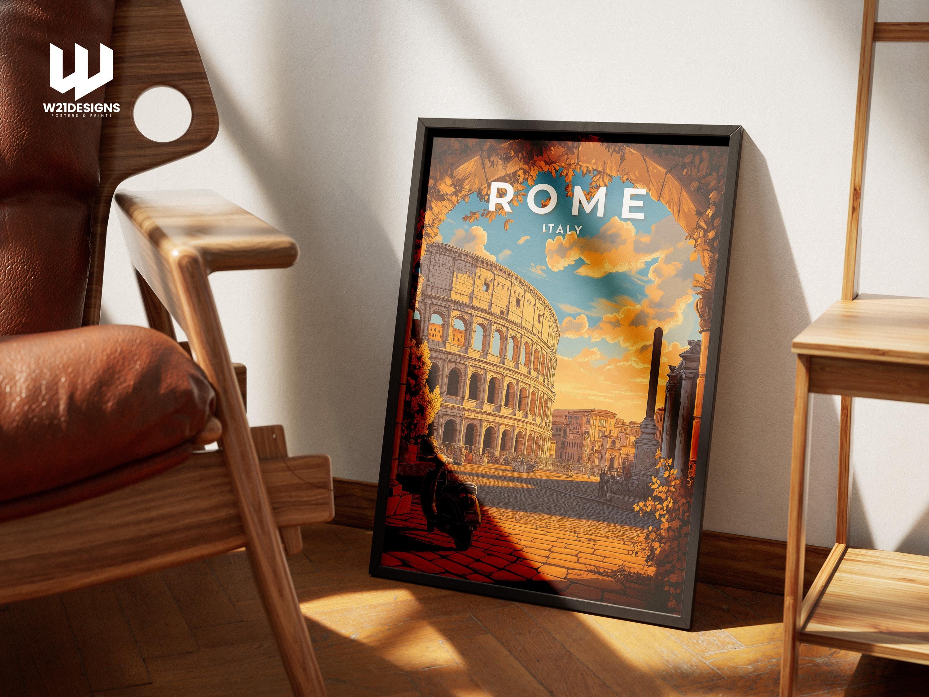 Rome Colosseum Print: Vintage Italy Travel Poster