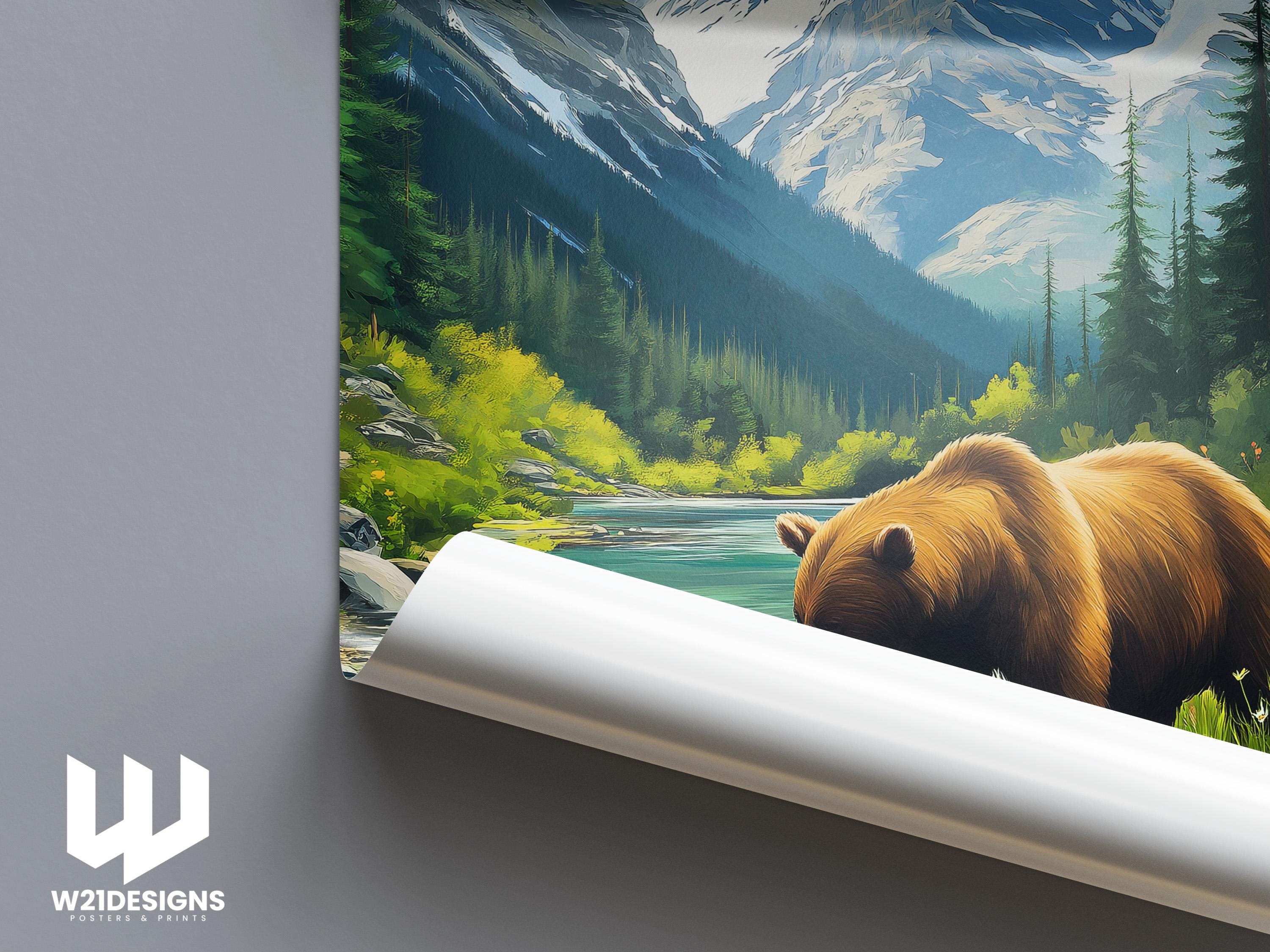 Banff Travel Poster: Illustrated Canada Mountain Landscape Art Print