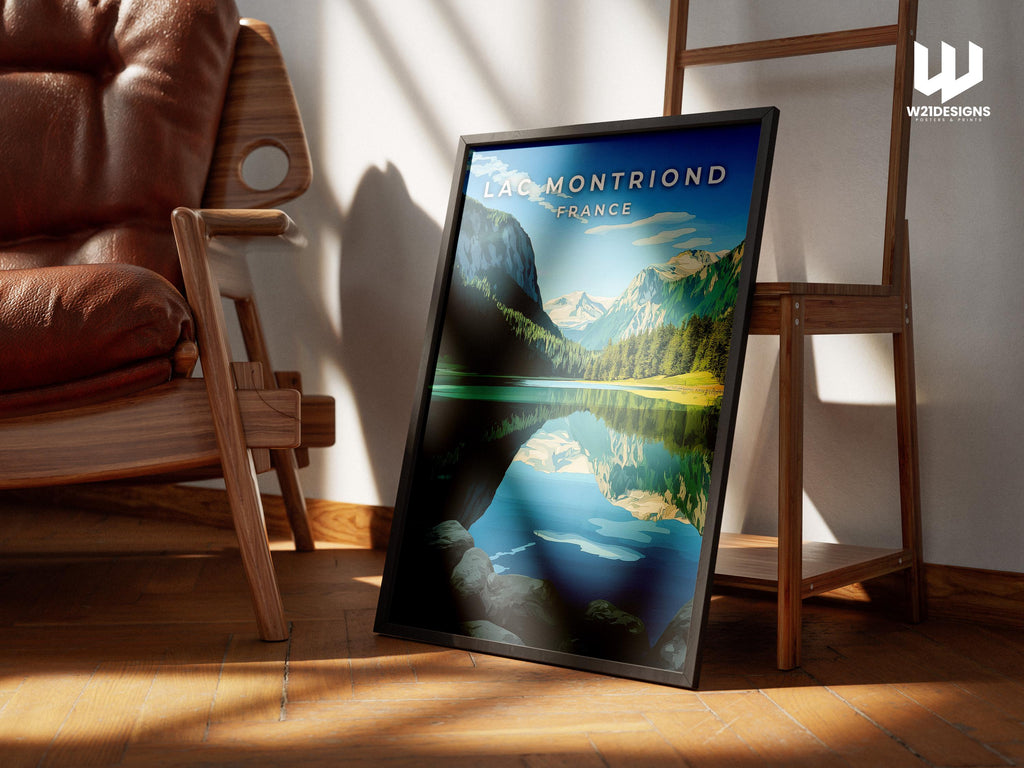 Lac de Montriond France Travel Poster: Vintage Alpine Lake Art