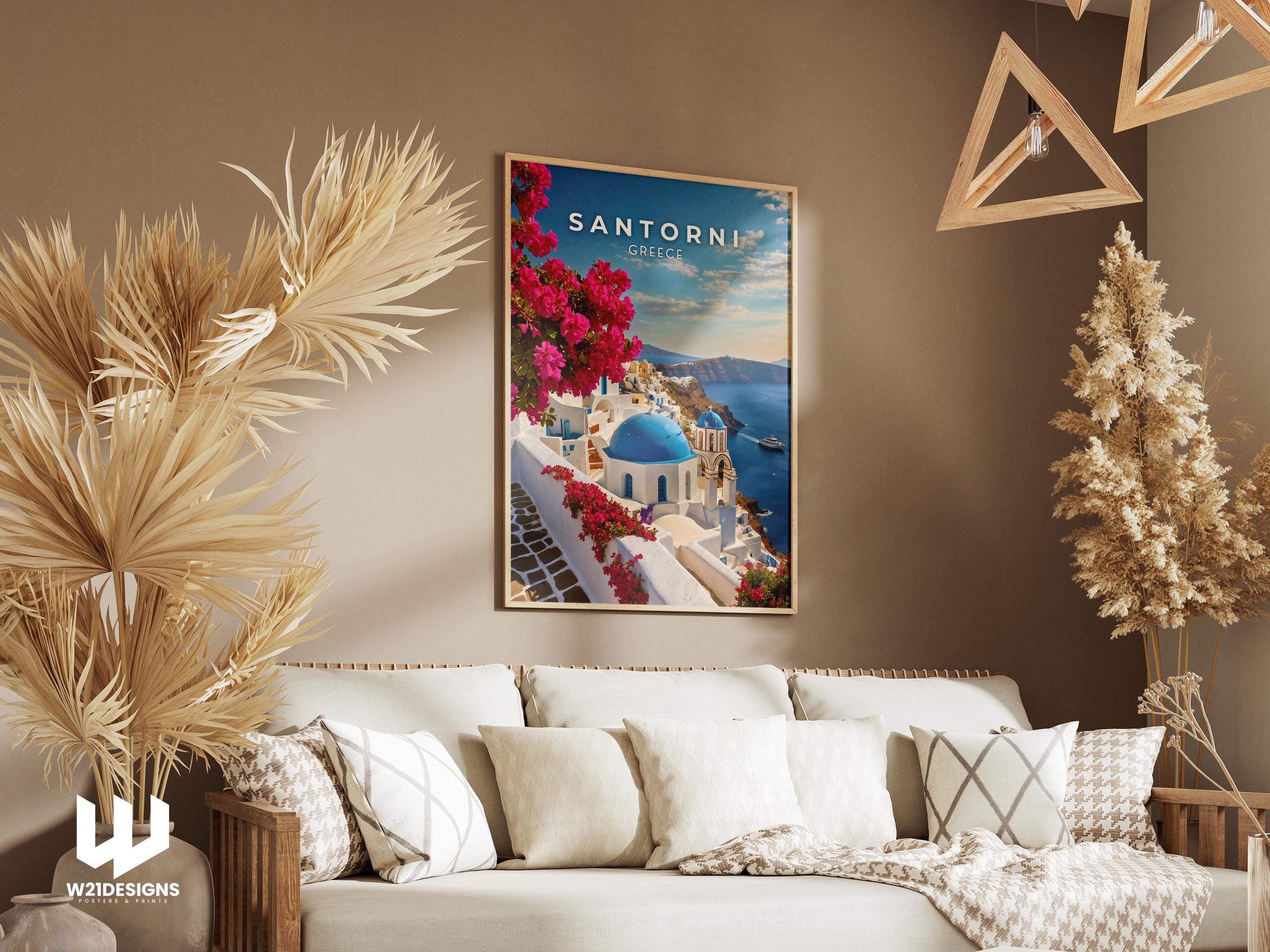 Santorini Greece Travel Print: Aegean Sea, Mediterranean Wall Art