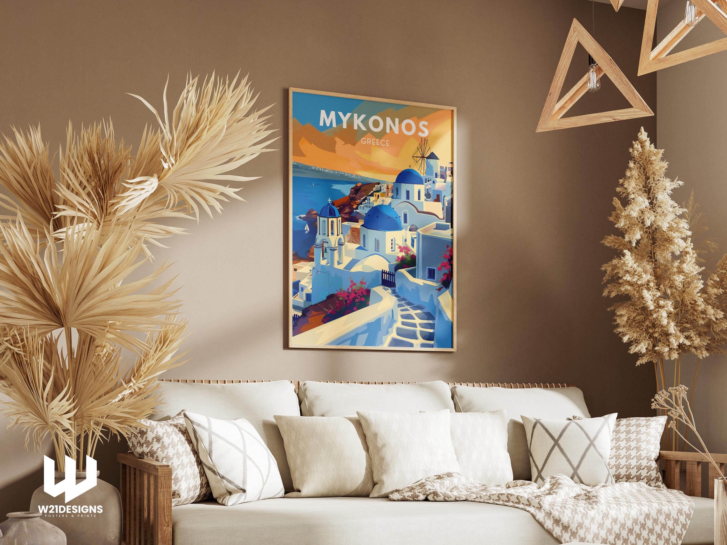 Mykonos Greece Travel Poster: Cycladic Island Art Print