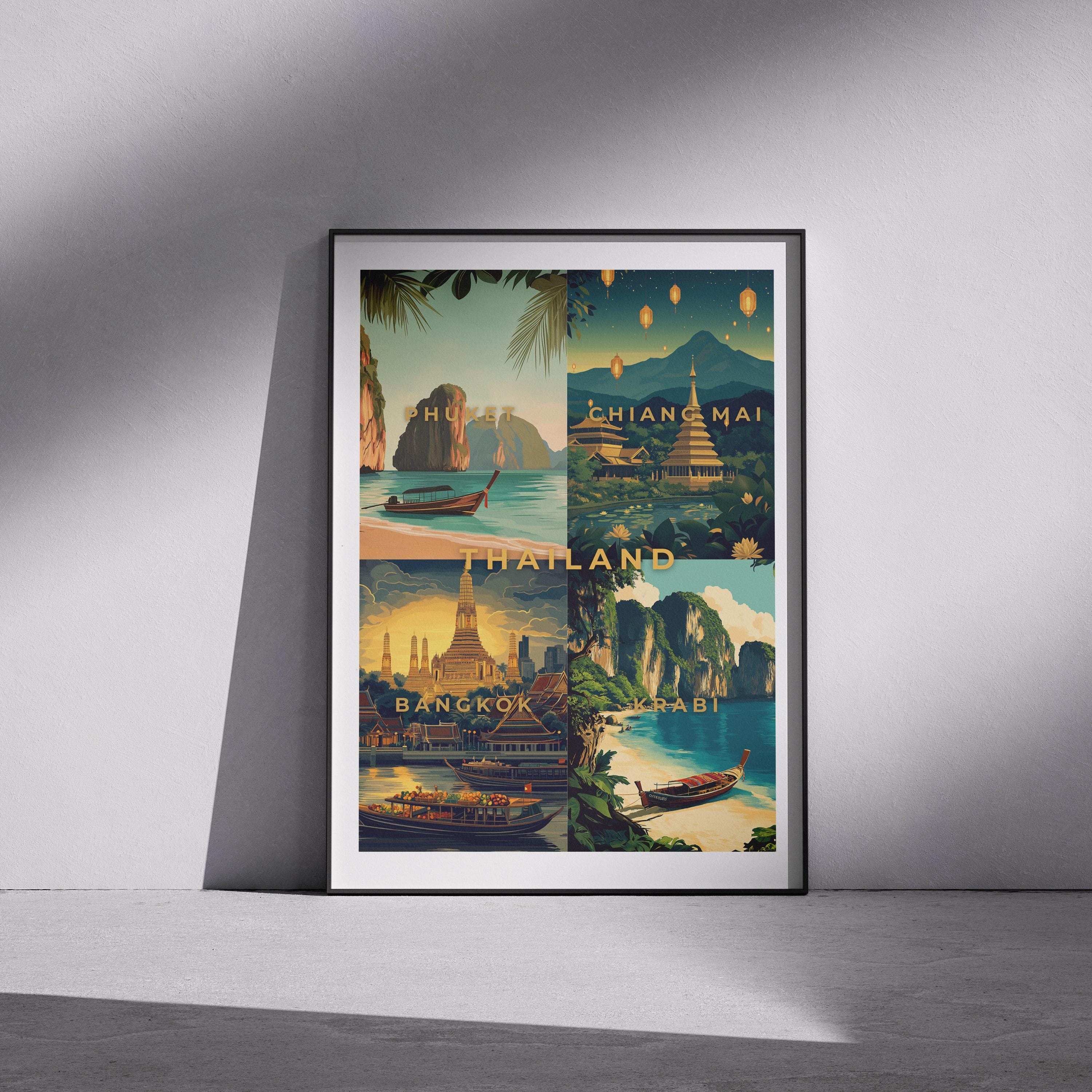 Thailand Travel Poster: Vintage Southeast Asia Art Print