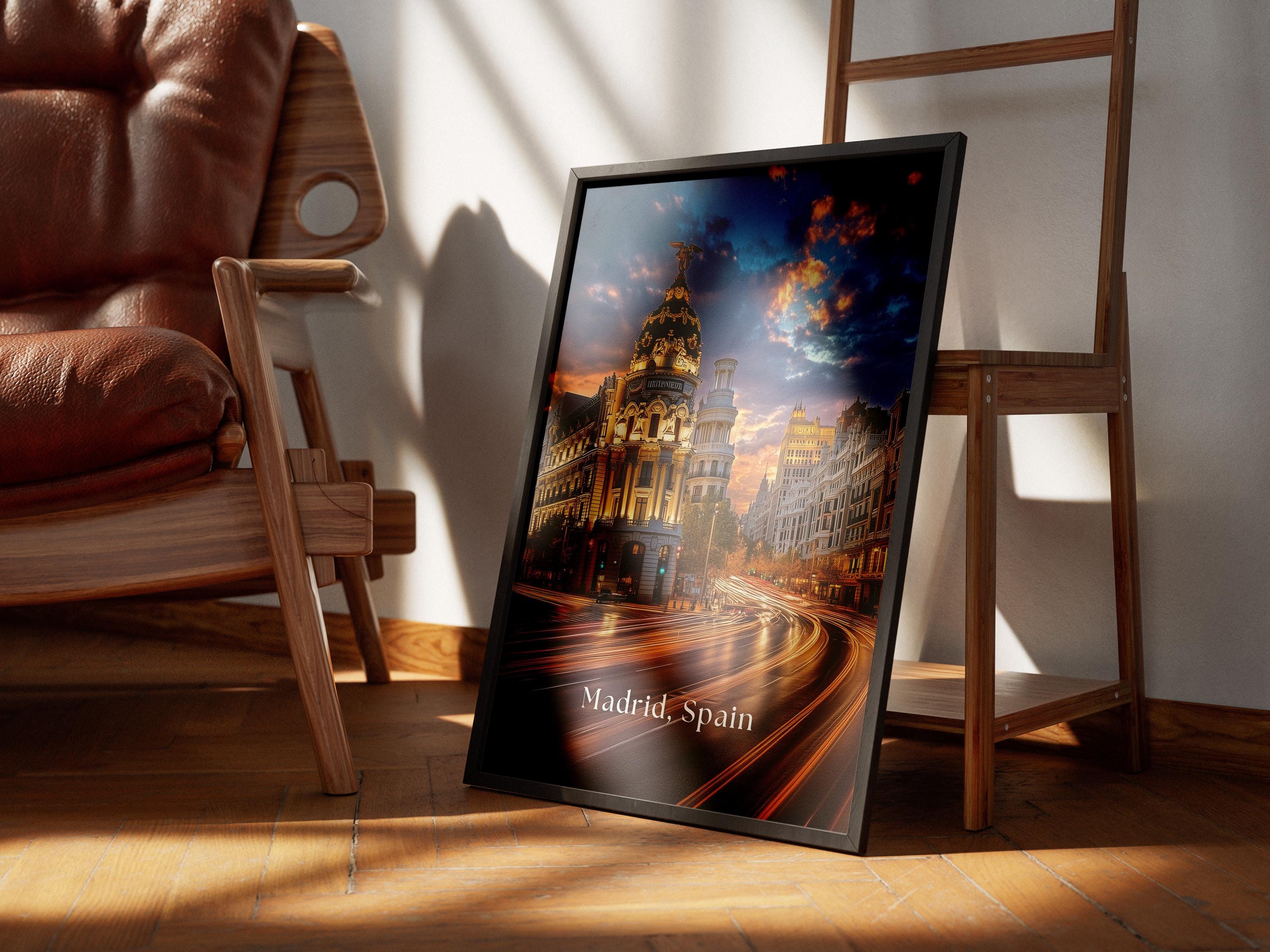 Madrid Spain Poster: Gran Vía Night Cityscape Art Print