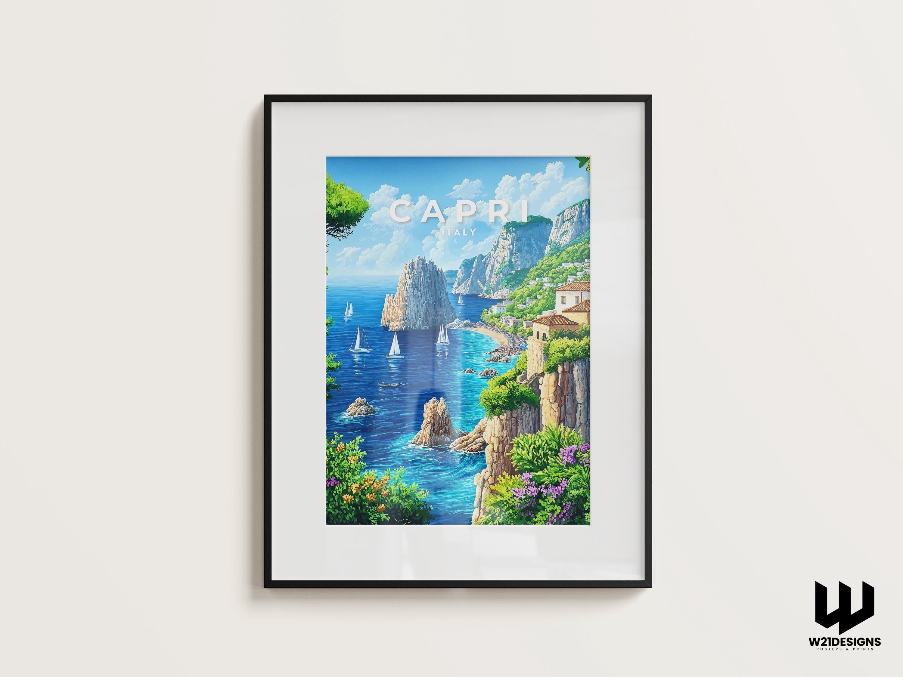 Capri Italy Travel Poster: Amalfi Coast Art Print