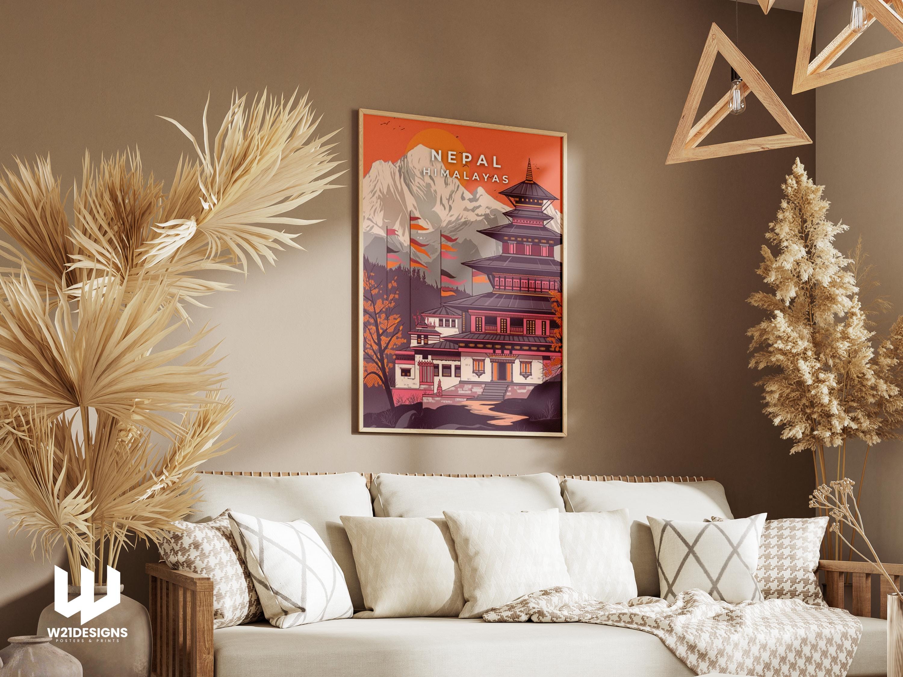 Nepal Travel Poster: Himalayan Temple Art Print
