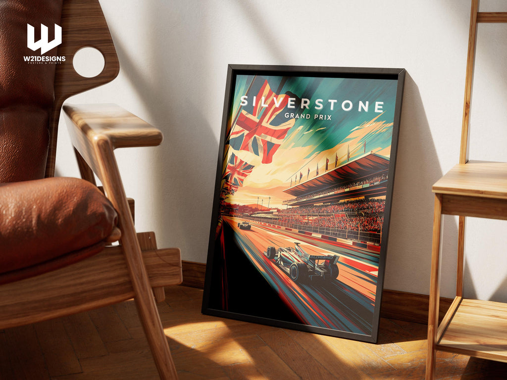 Silverstone Grand Prix Poster: Vintage British F1 Racing Art Print