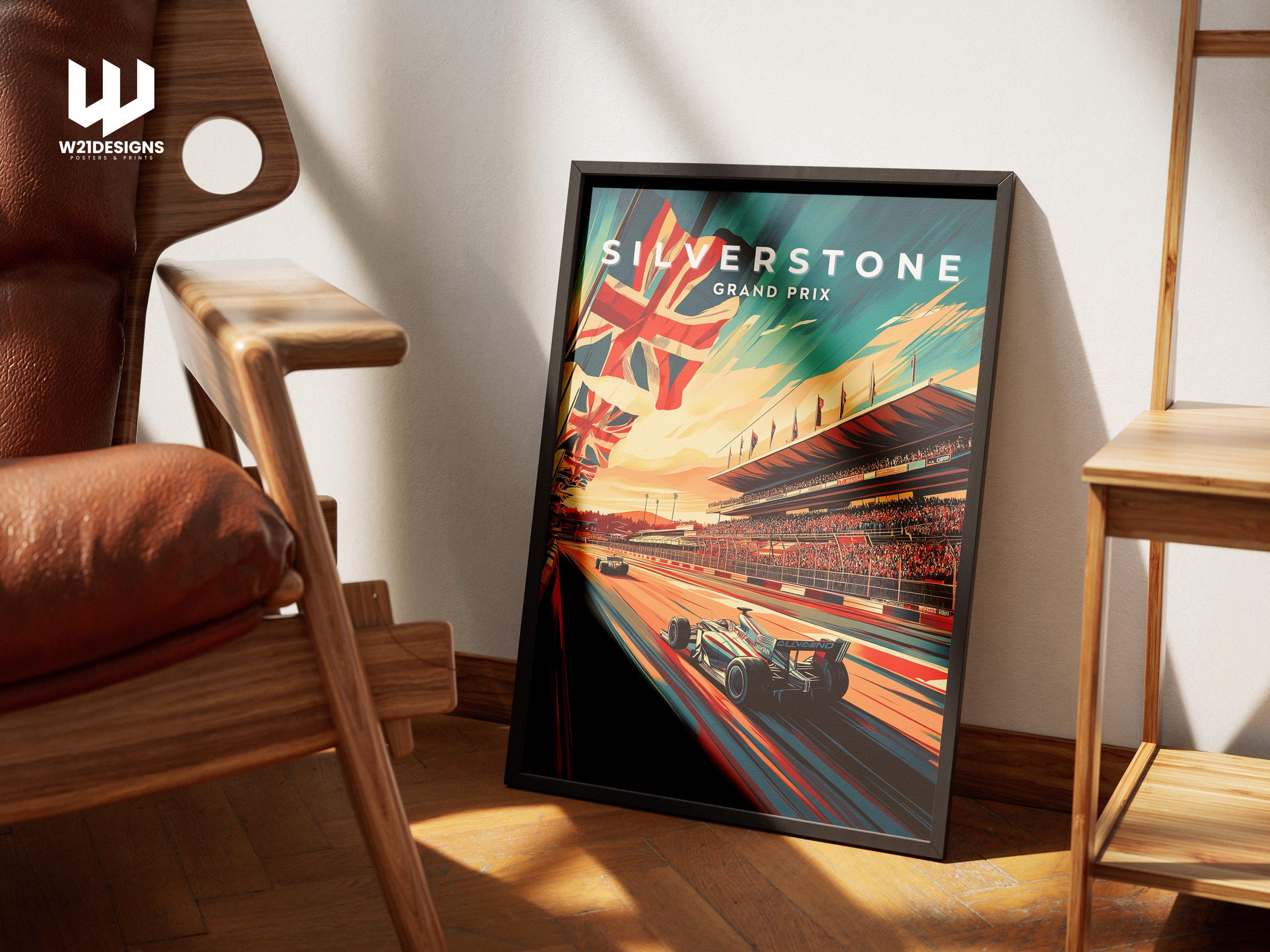 Silverstone Grand Prix Poster: Vintage British F1 Racing Art Print