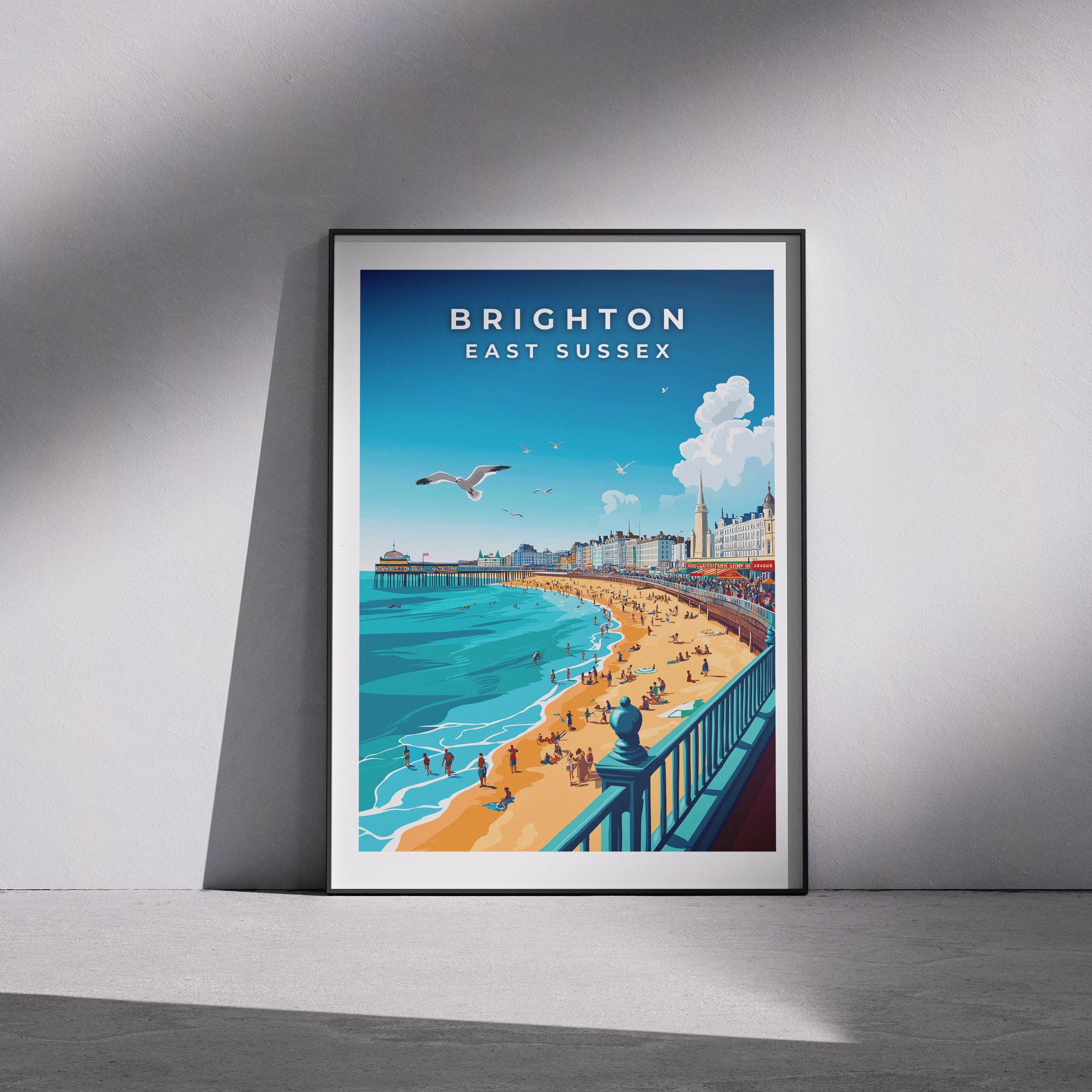Brighton Pier Travel Print: Vintage Seaside Poster