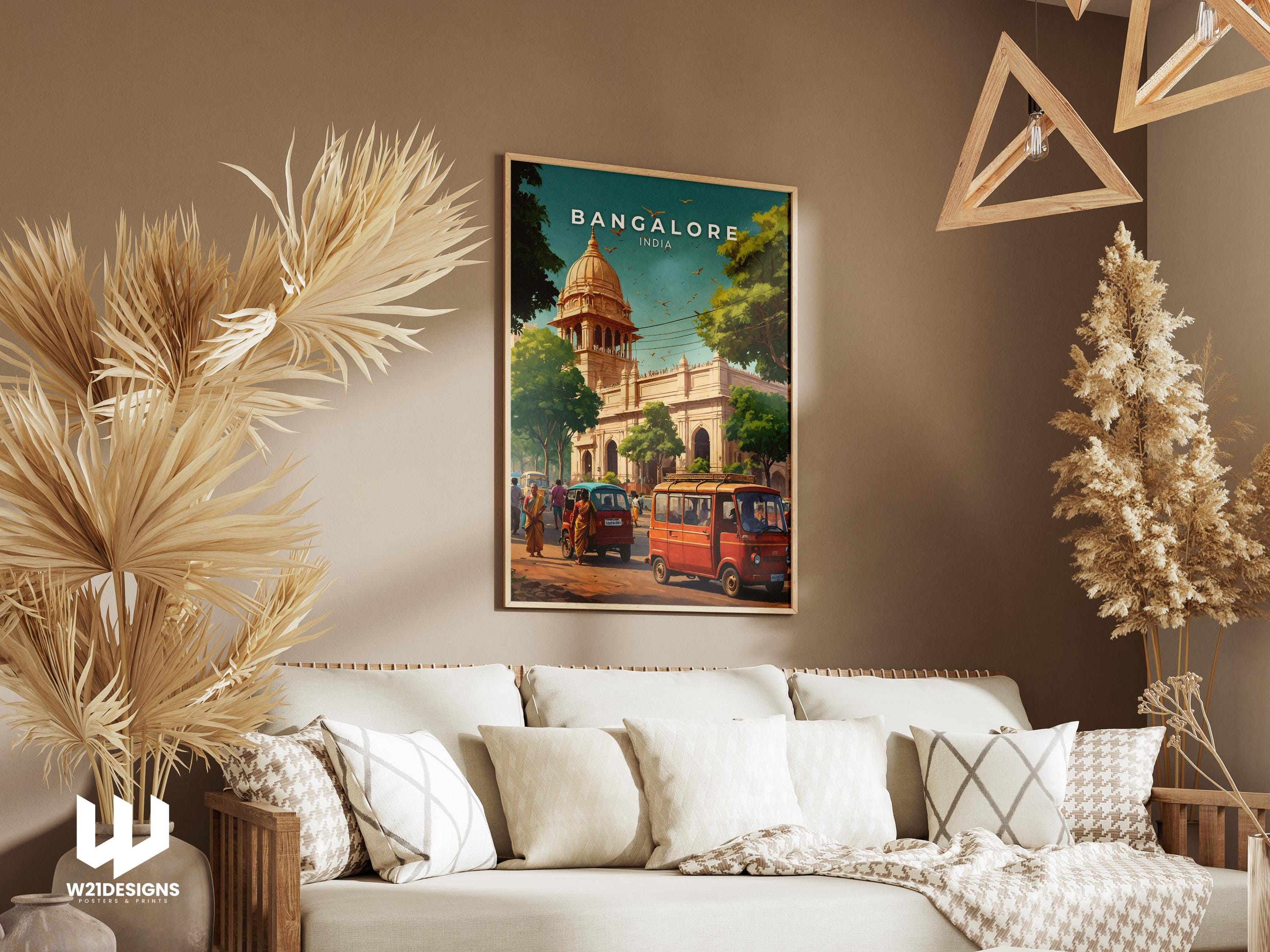 Bangalore India Travel Poster: Urban Cityscape Art Print