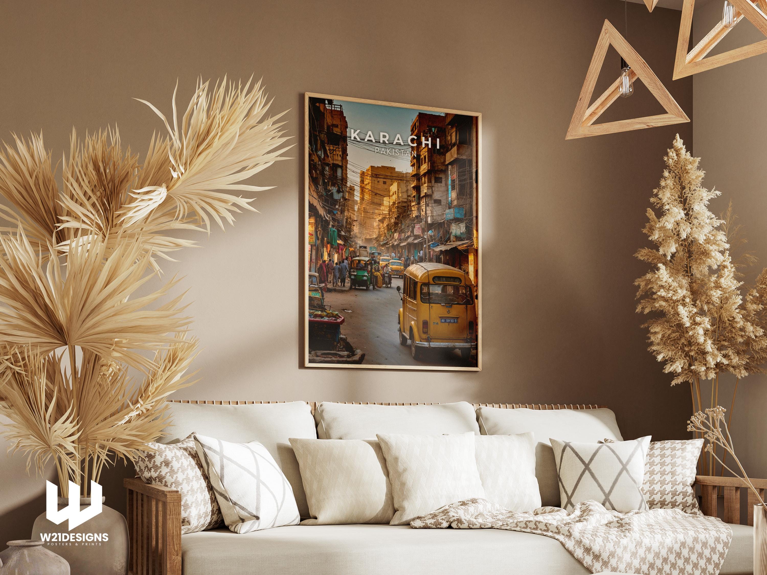 Karachi Pakistan Travel Poster: Vintage Cityscape Art Print