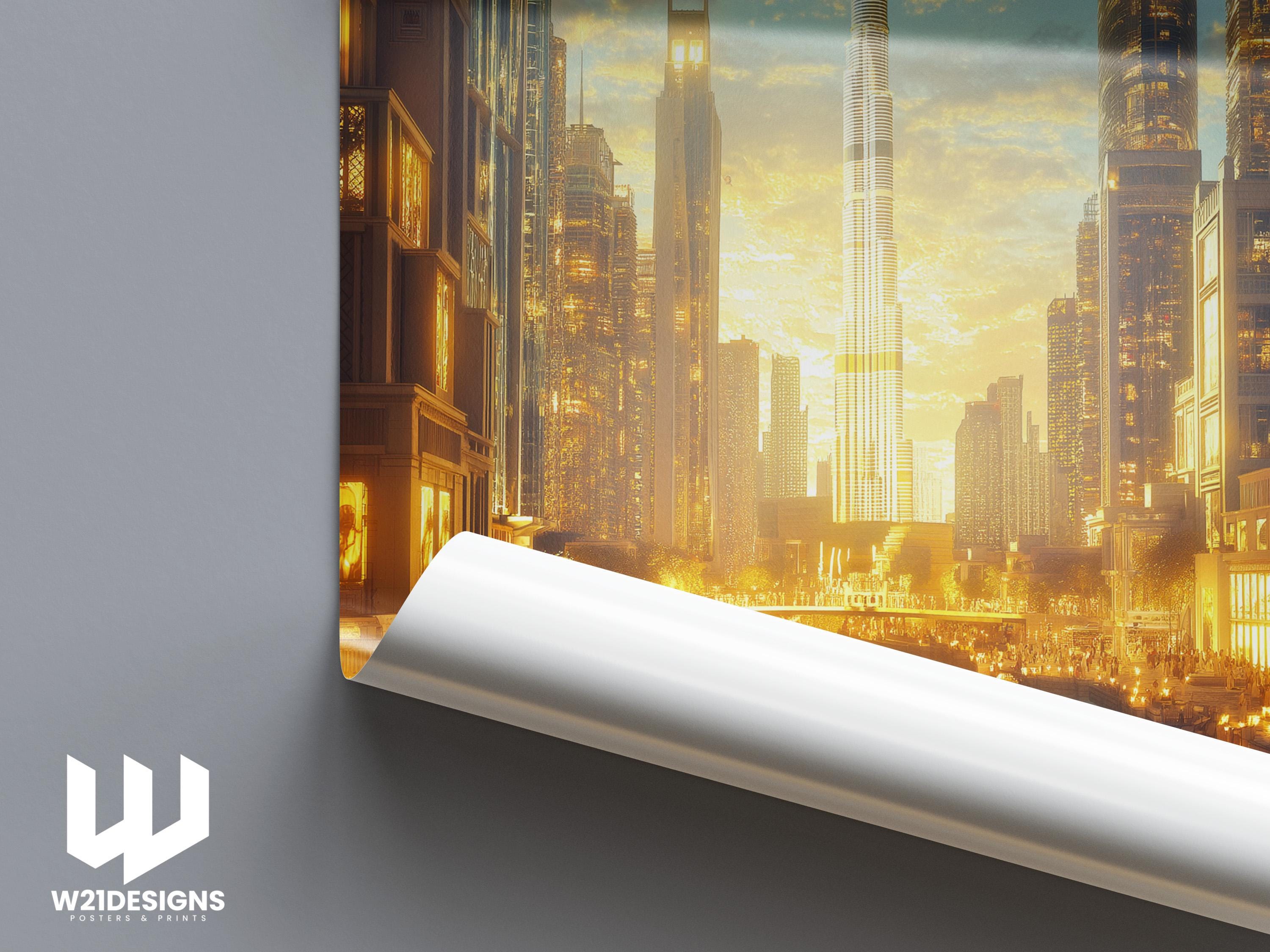 Dubai Skyline Print: Burj Khalifa, Modern Cityscape Wall Art