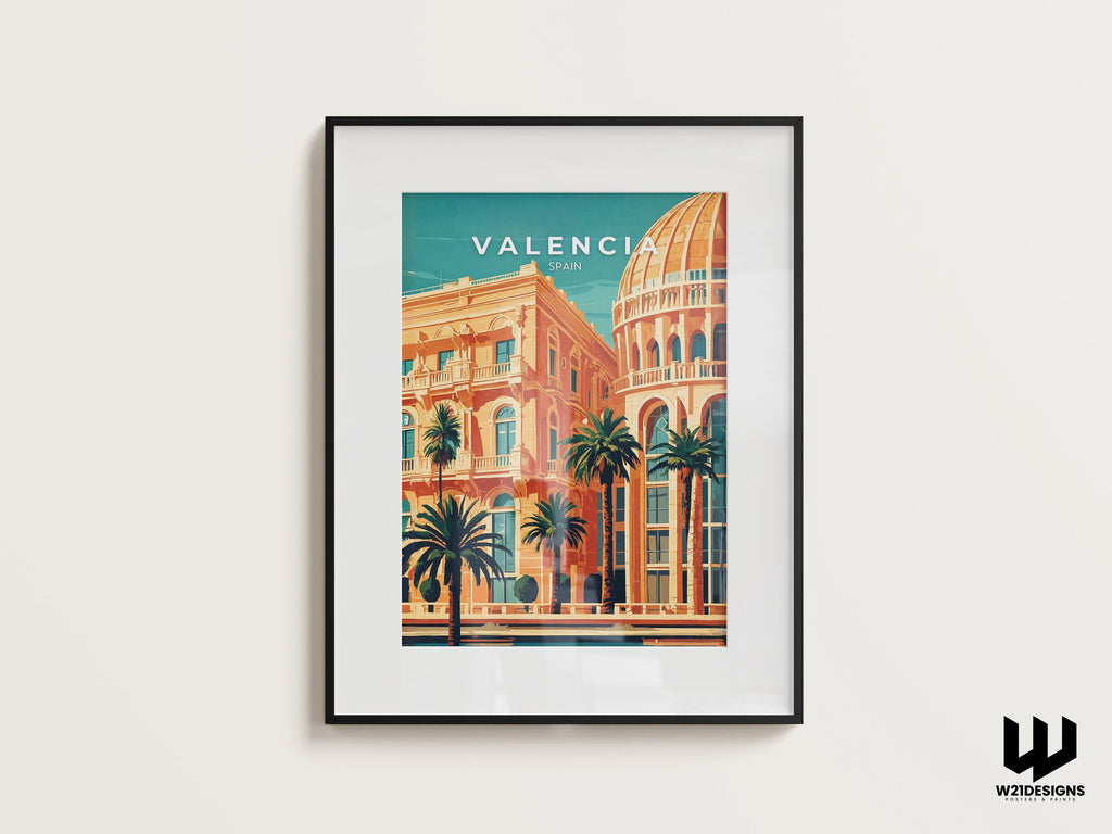 Valencia Spain Travel Poster: Mediterranean Cityscape Art Print