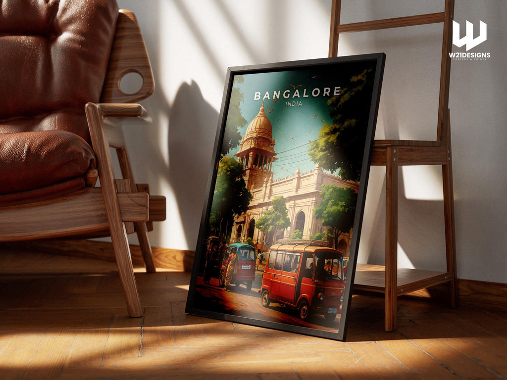 Bangalore India Travel Poster: Urban Cityscape Art Print
