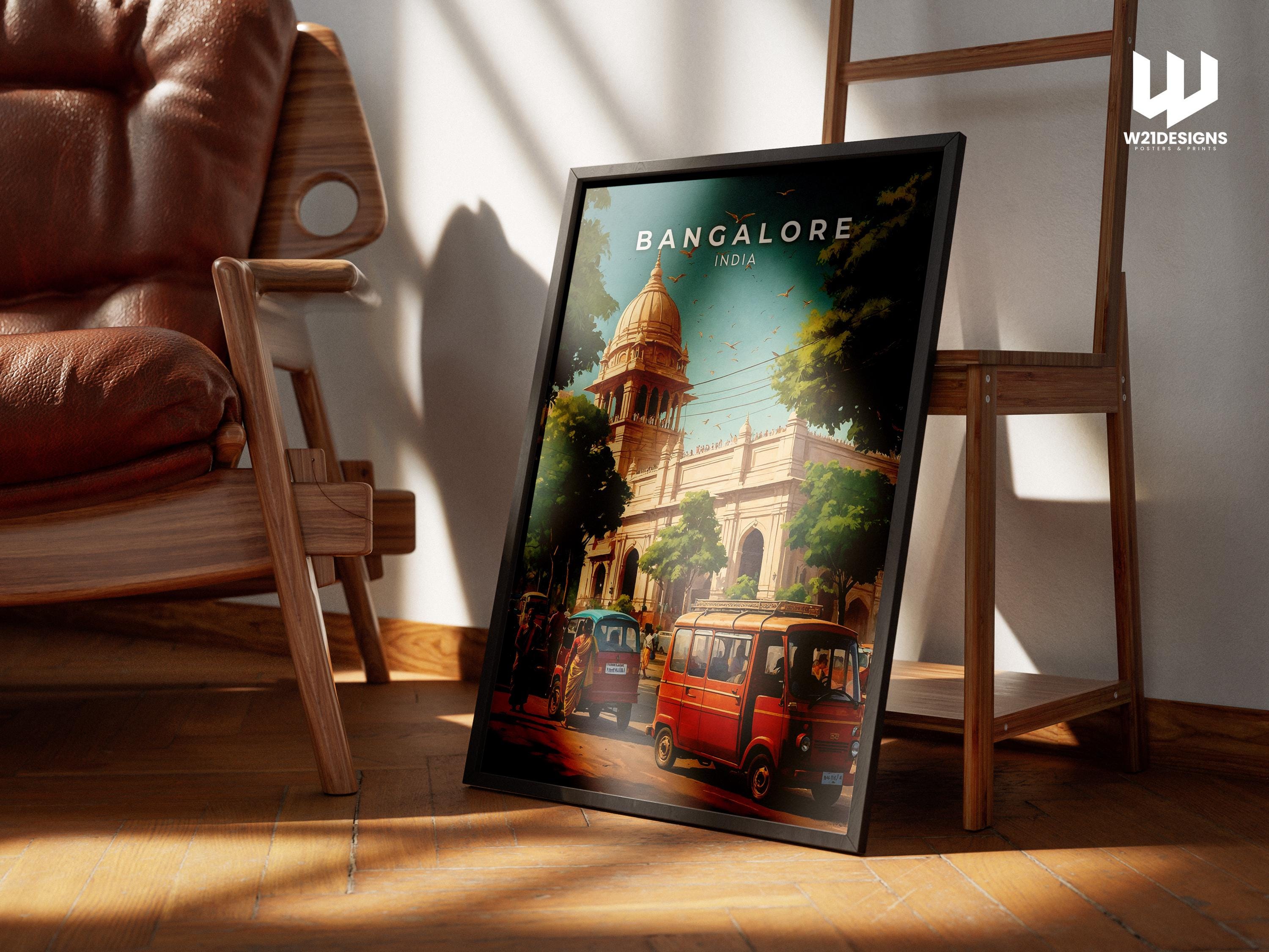 Bangalore India Travel Poster: Urban Cityscape Art Print