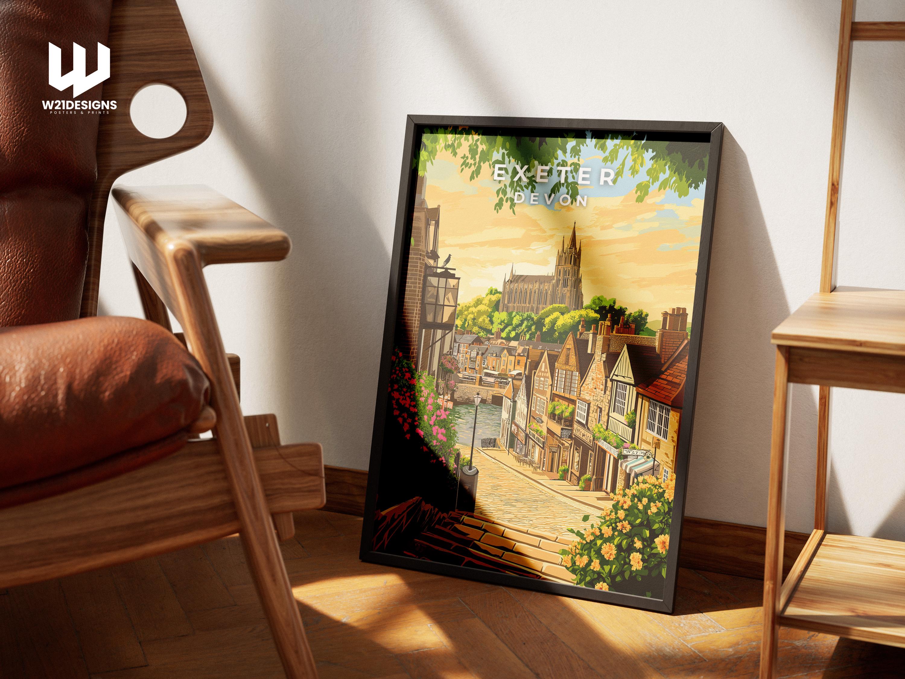 Exeter England Travel Poster: Vintage-Style Wall Art