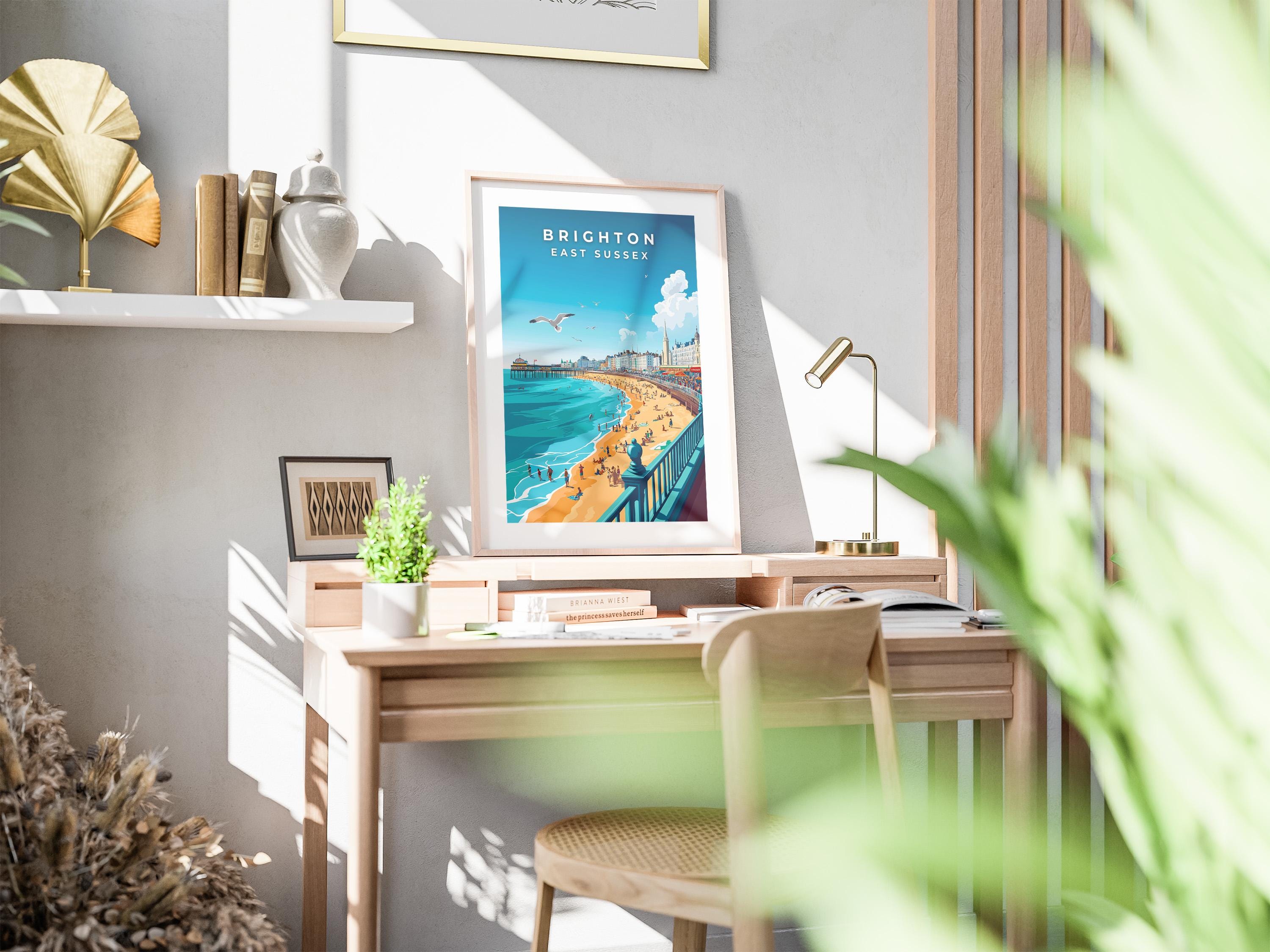 Brighton Pier Travel Print: Vintage Seaside Poster