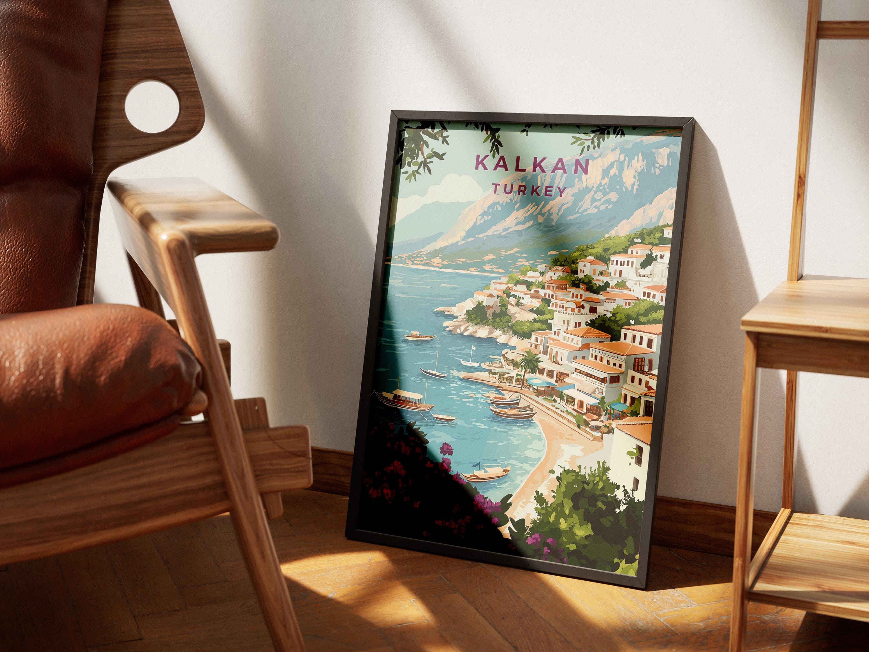 Kalkan Turkey Travel Poster: Vintage Turkish Riviera Art