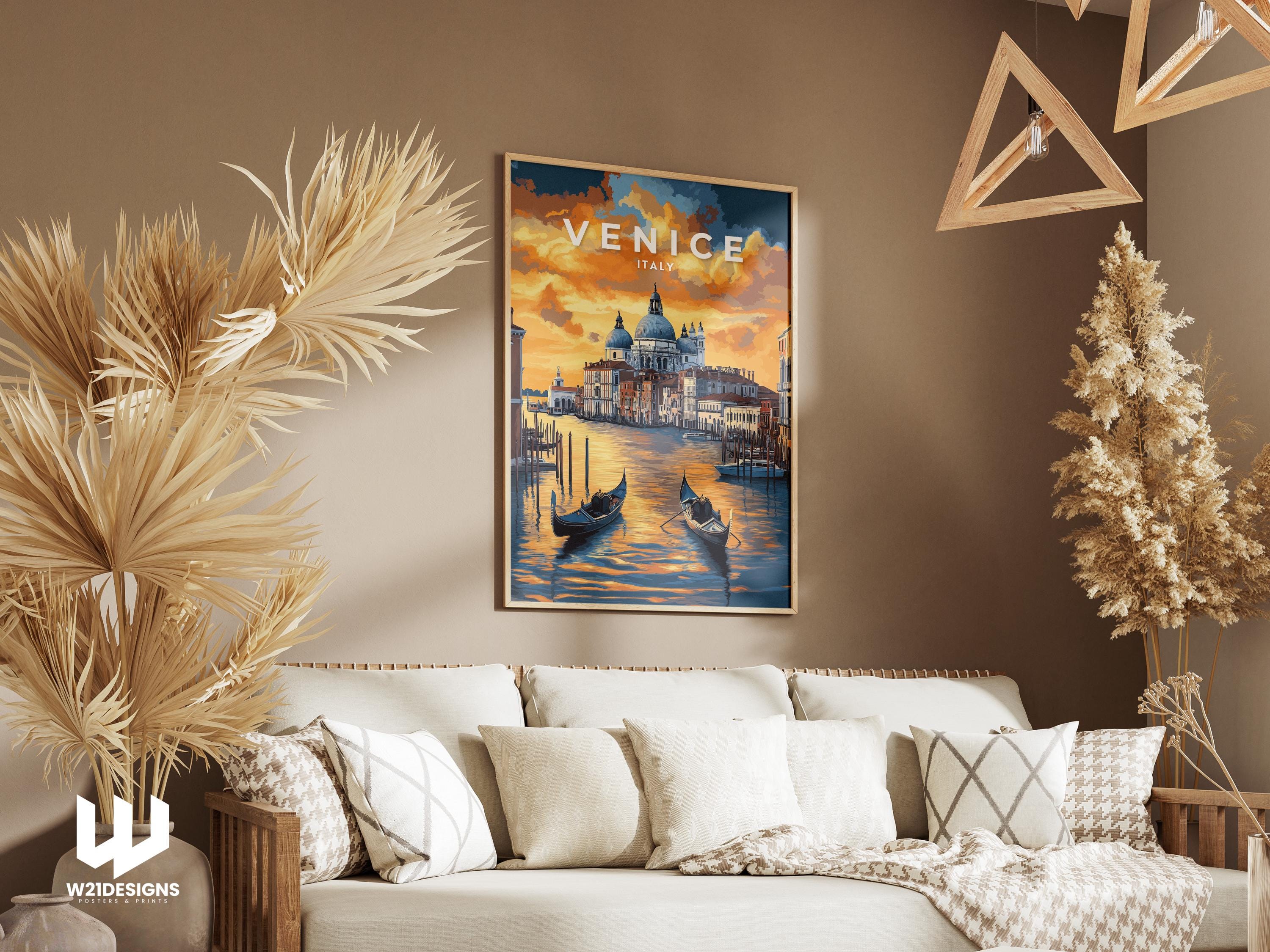 Venice Italy Travel Print: Grand Canal Gondolas, Sunset Art